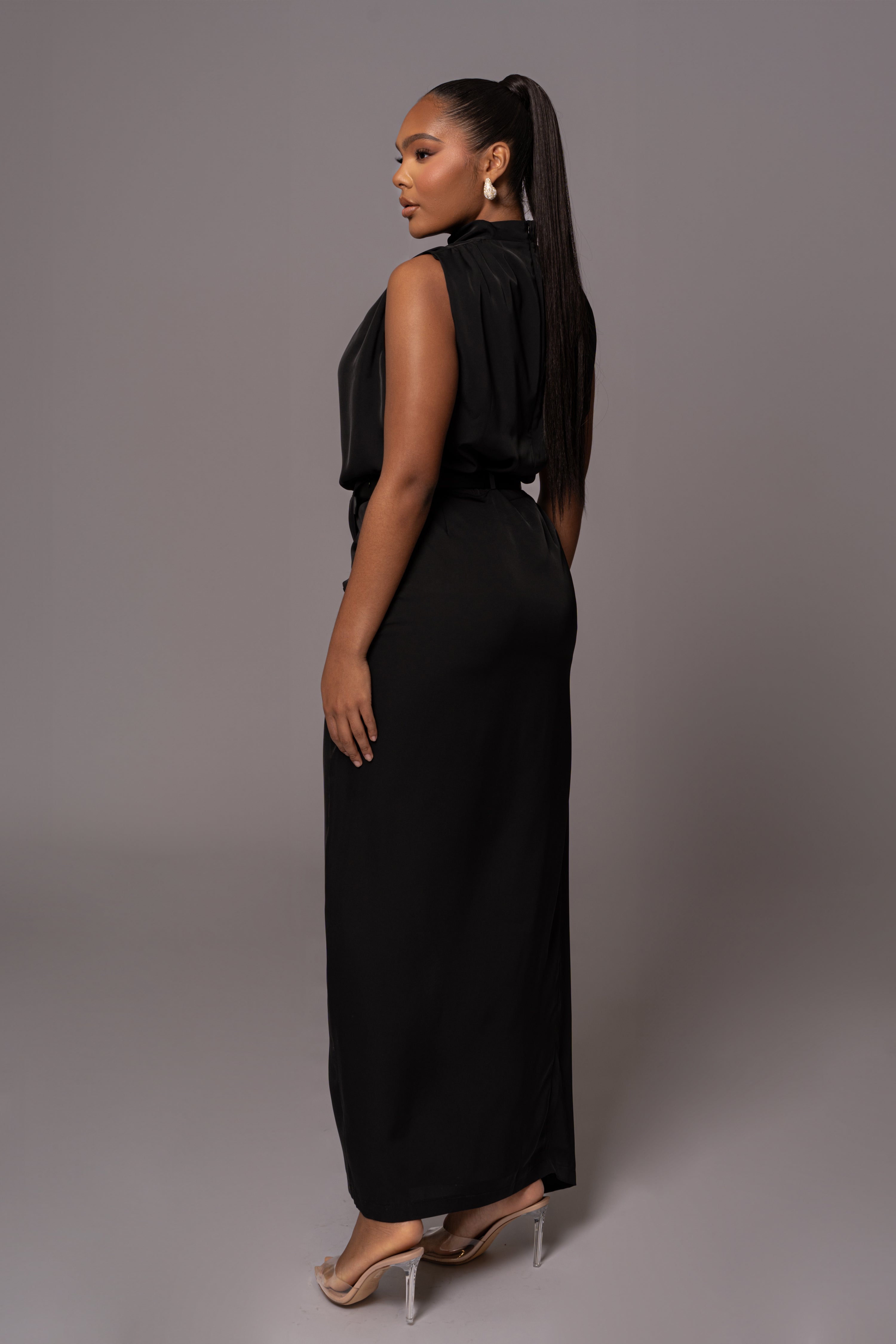 Black Jamila Drape Skirt - JLUXLABEL