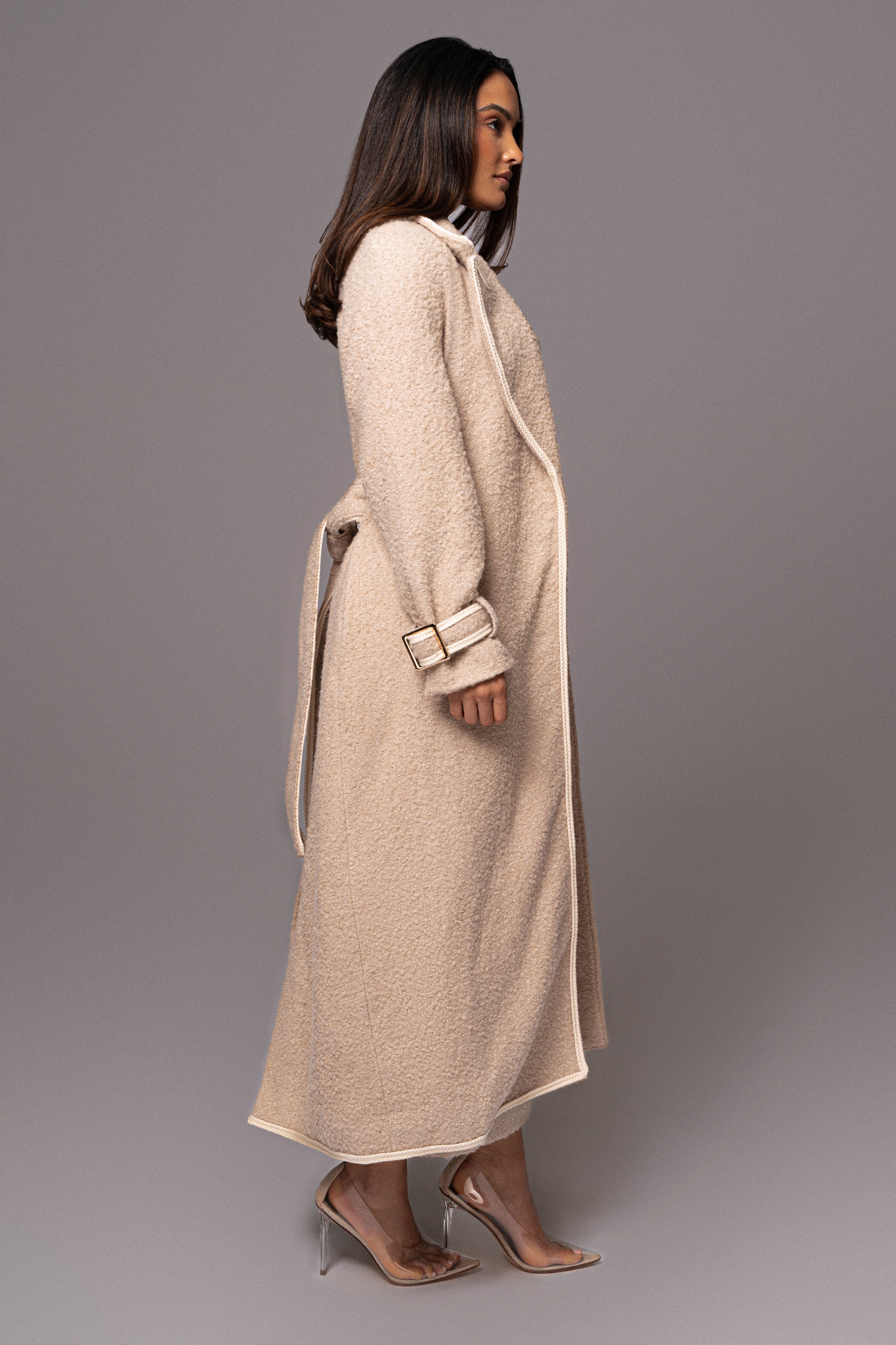 Beige Fit For Success Boucle Coat - JLUXLABEL