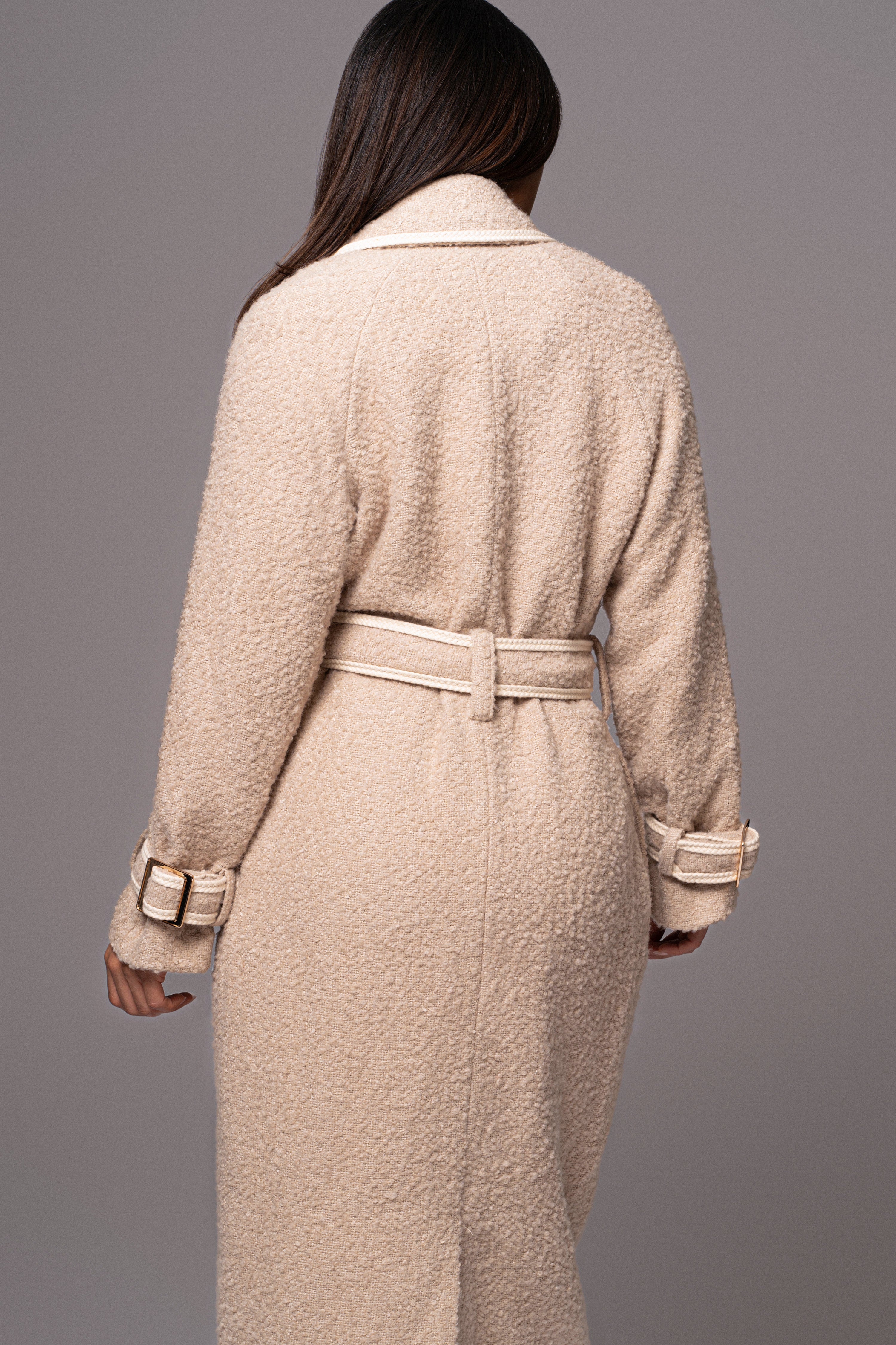Beige Fit For Success Boucle Coat - JLUXLABEL