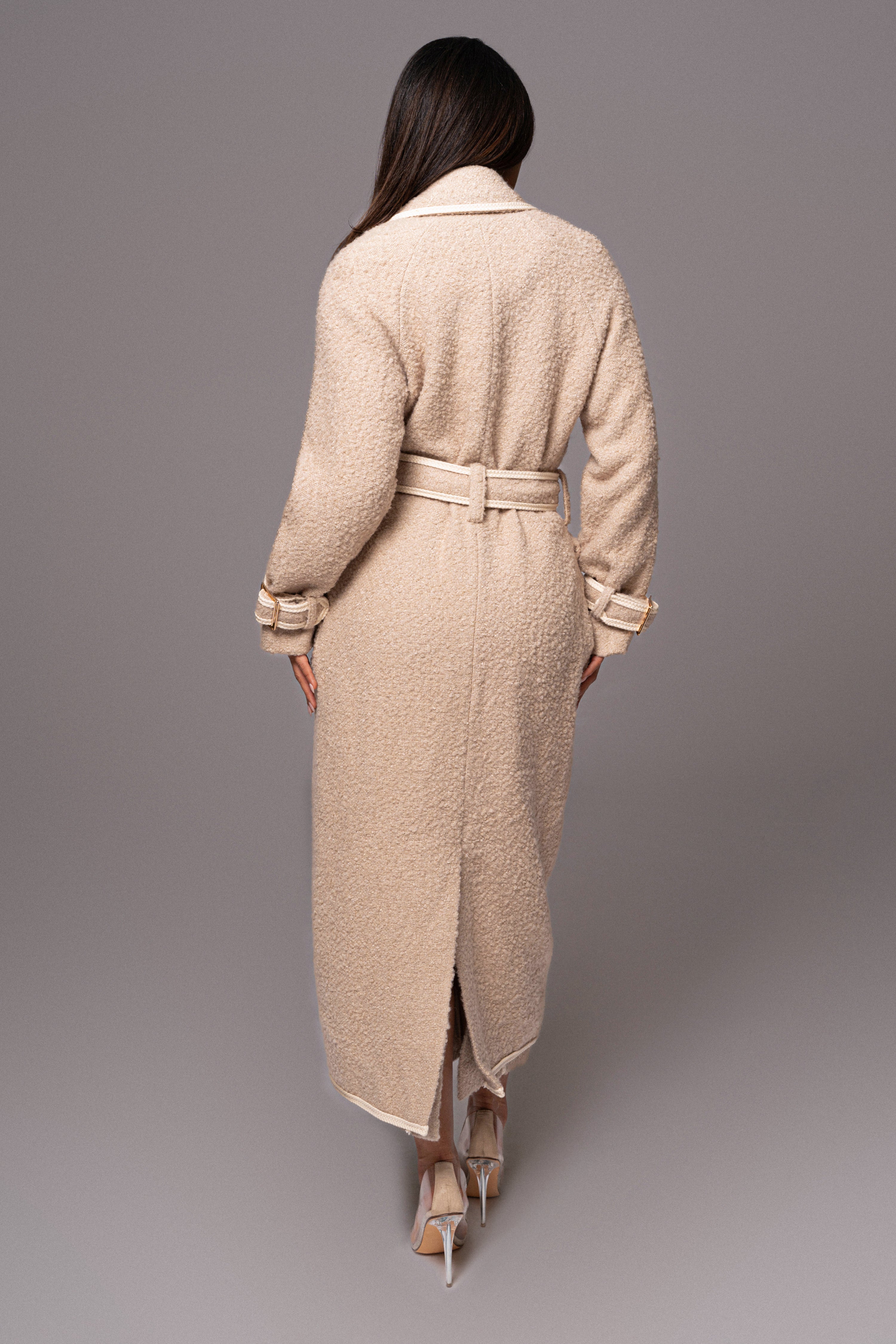 Beige Fit For Success Boucle Coat - JLUXLABEL