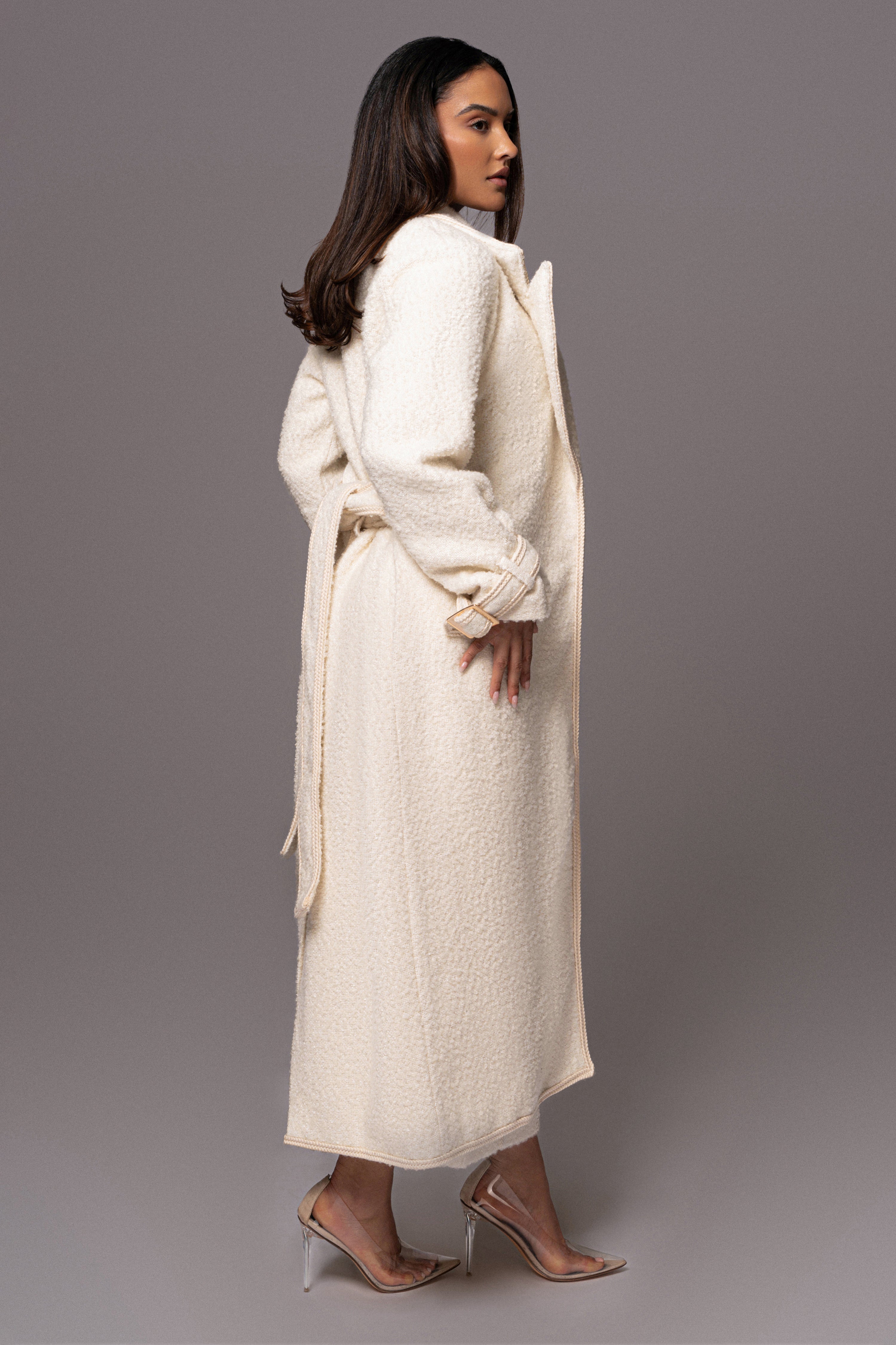 Ivory Fit For Success Boucle Coat - JLUXLABEL