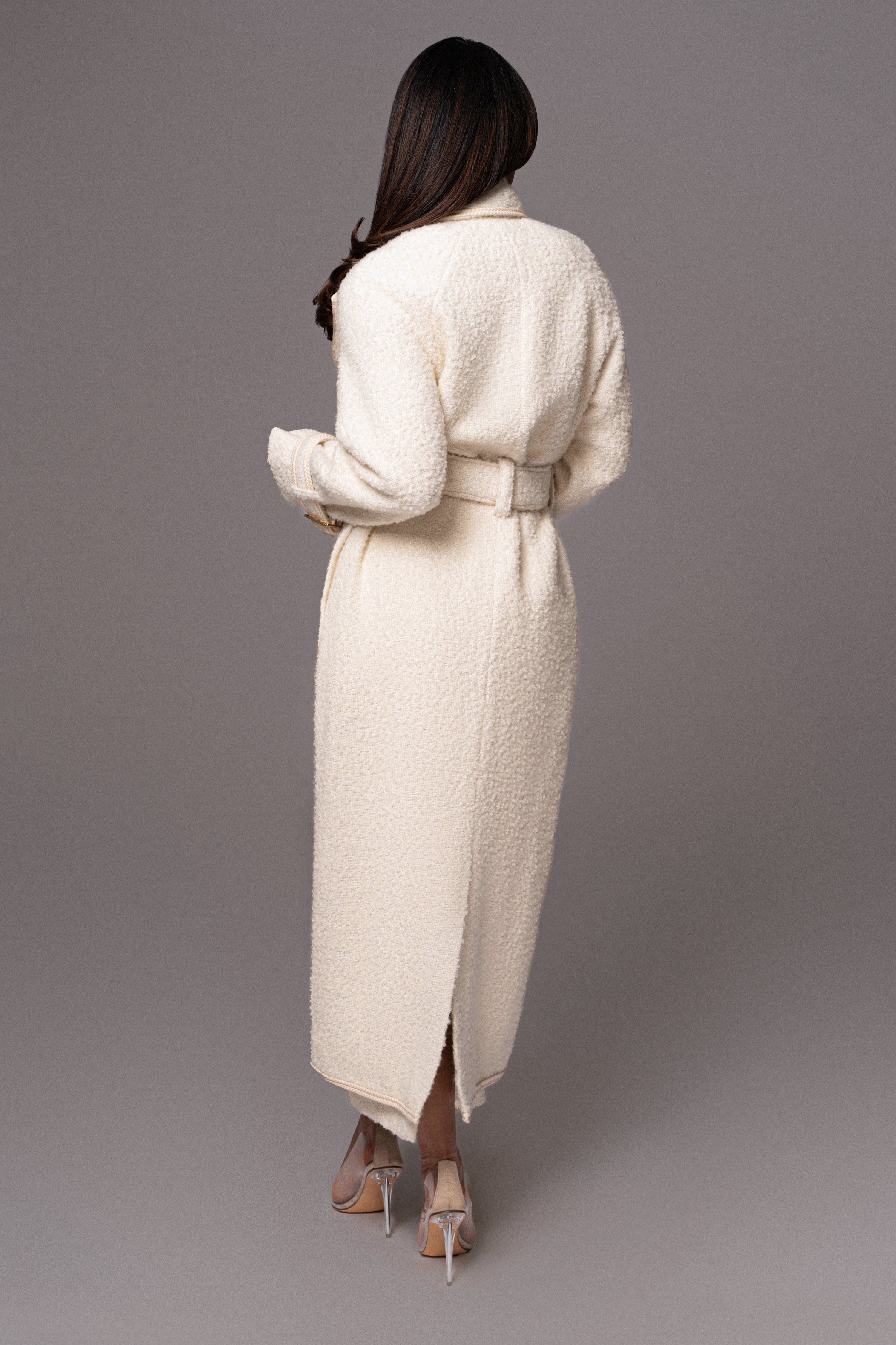 Ivory Fit For Success Boucle Coat - JLUXLABEL