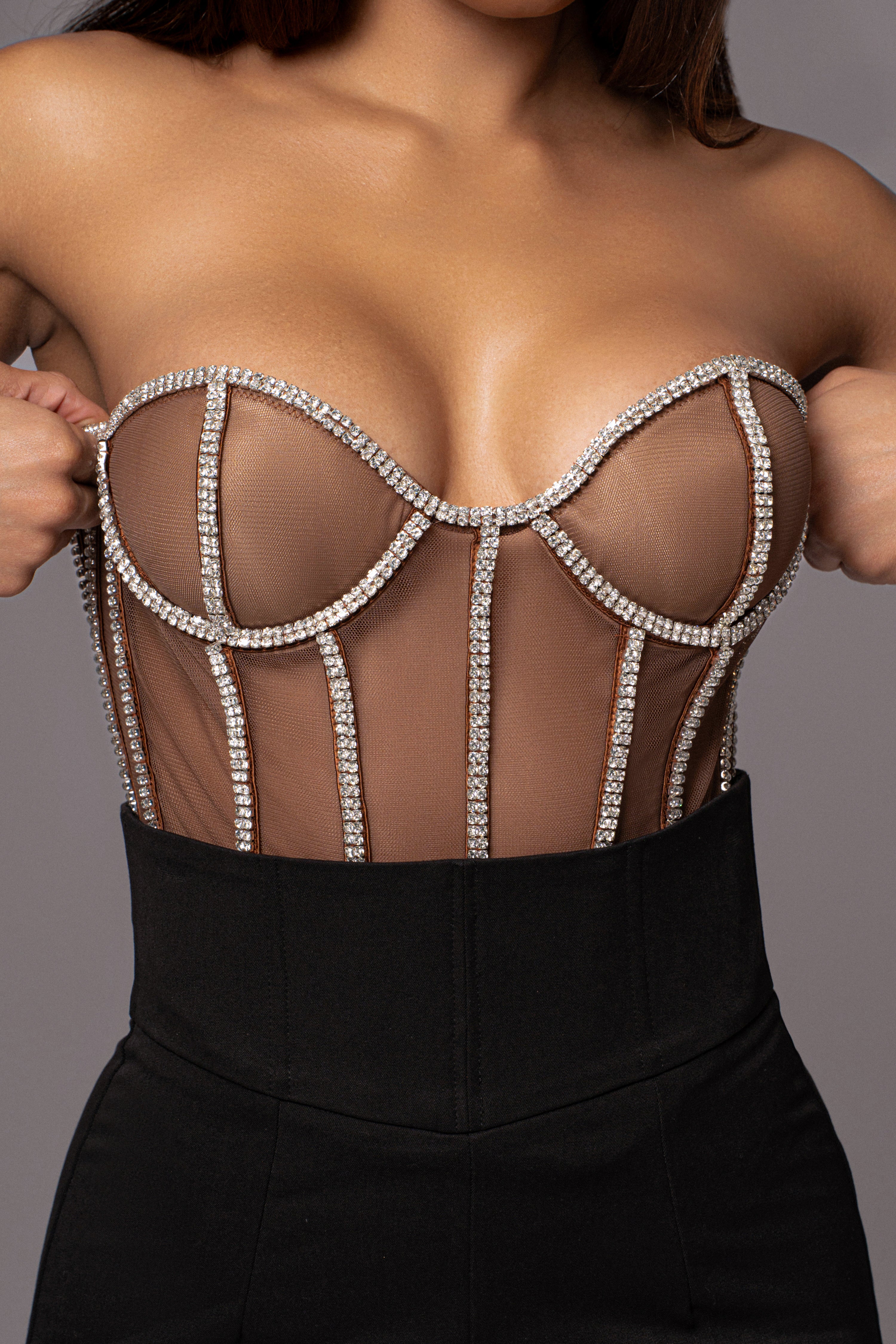 LIMITED EDITION Dark Rhinestone Crystal Corset - JLUXLABEL