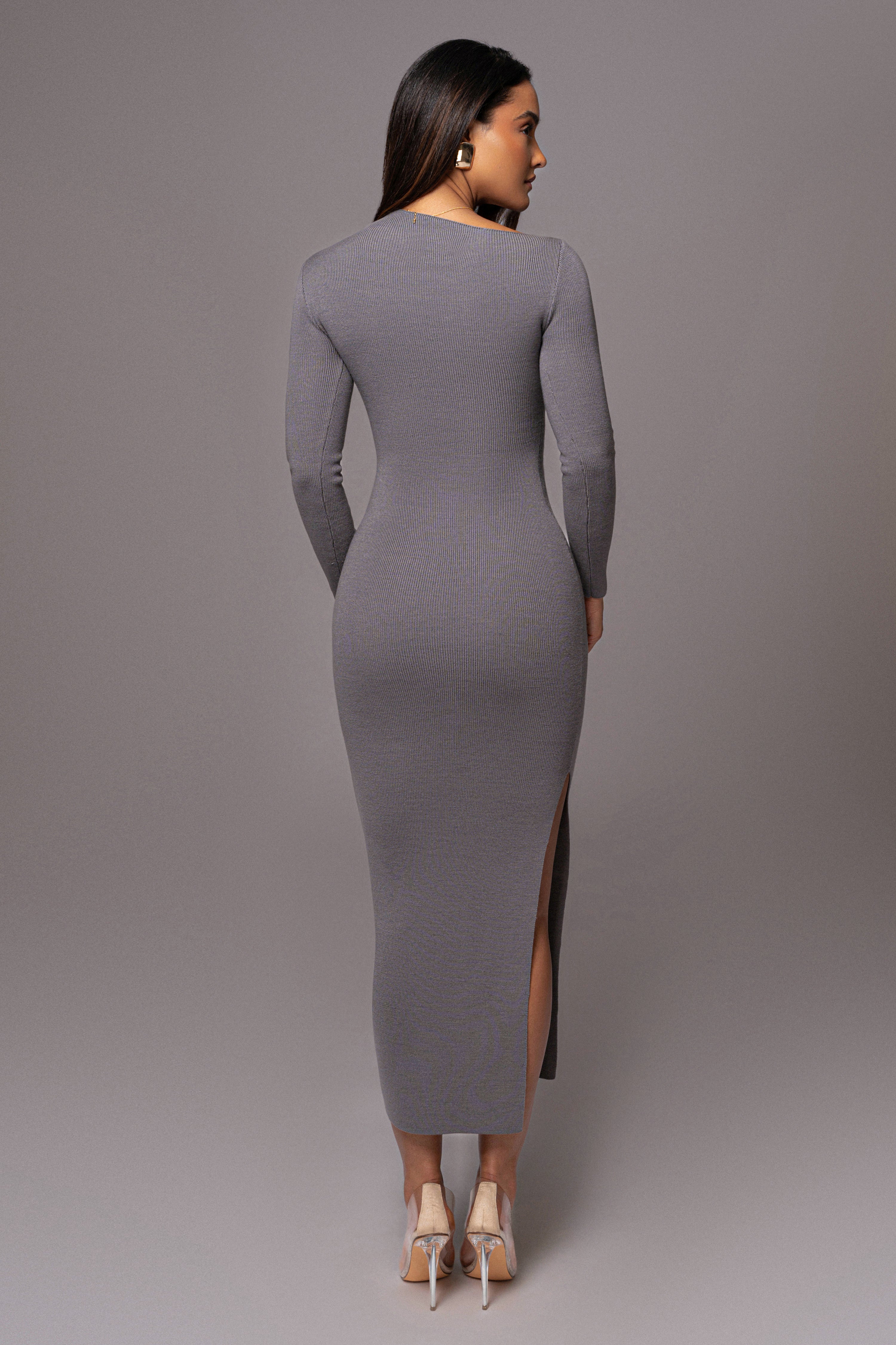 Grey Meant To Be Knit Maxi Dress - JLUXLABEL