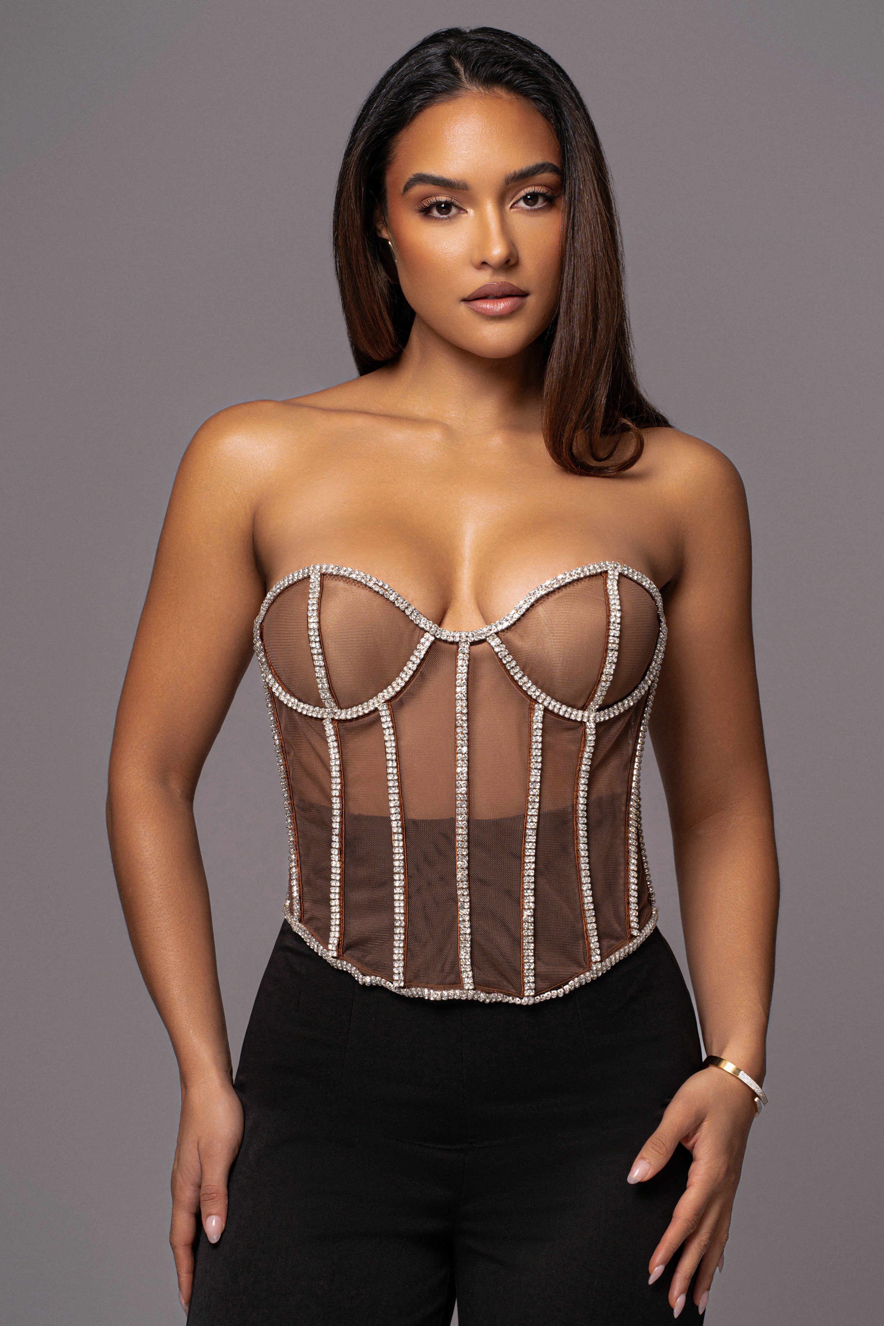 LIMITED EDITION Dark Rhinestone Crystal Corset - JLUXLABEL