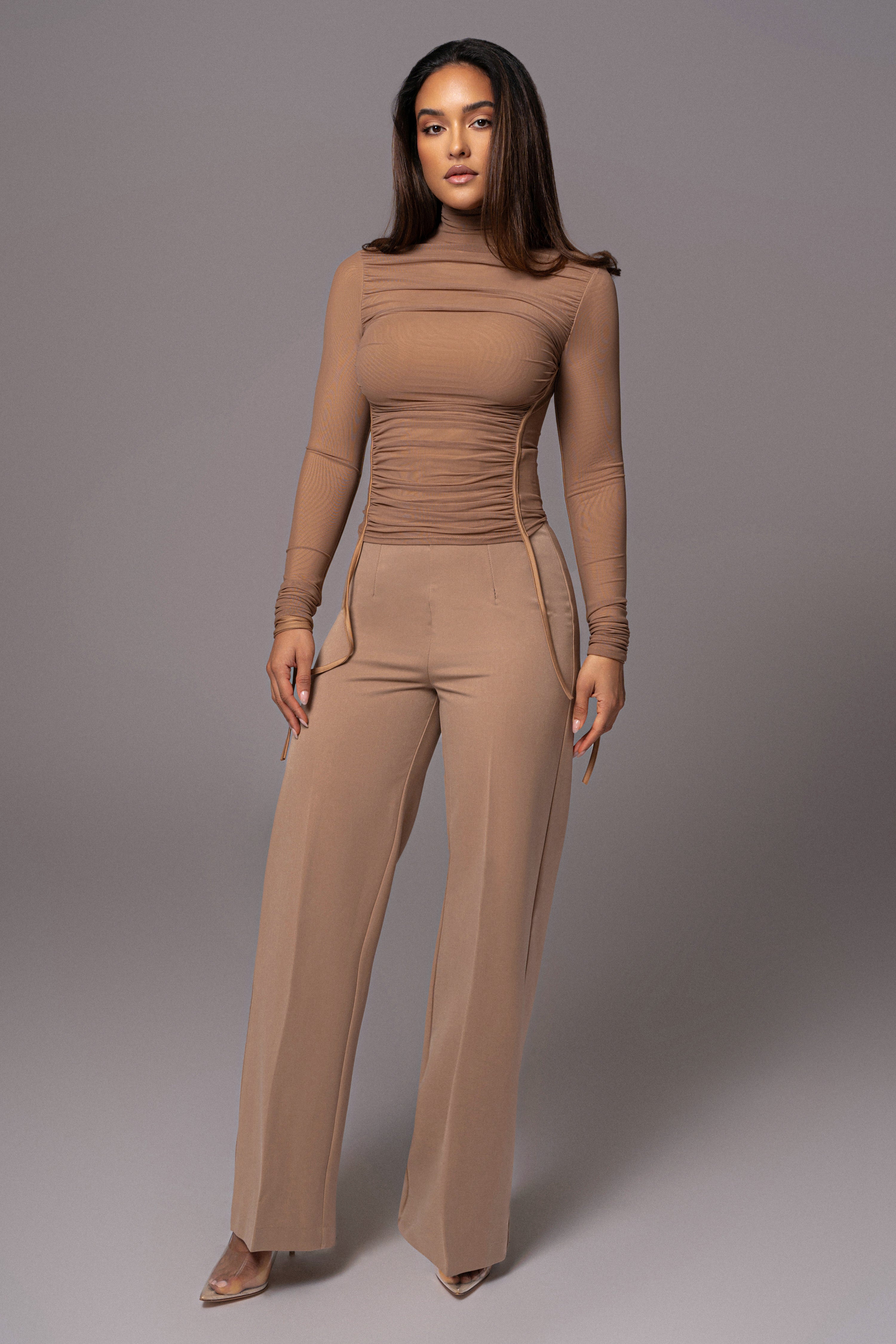 Tan Novena Woven Pants - JLUXLABEL