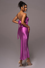 Purple Irina Satin Strapless Maxi Dress - JLUXLABEL