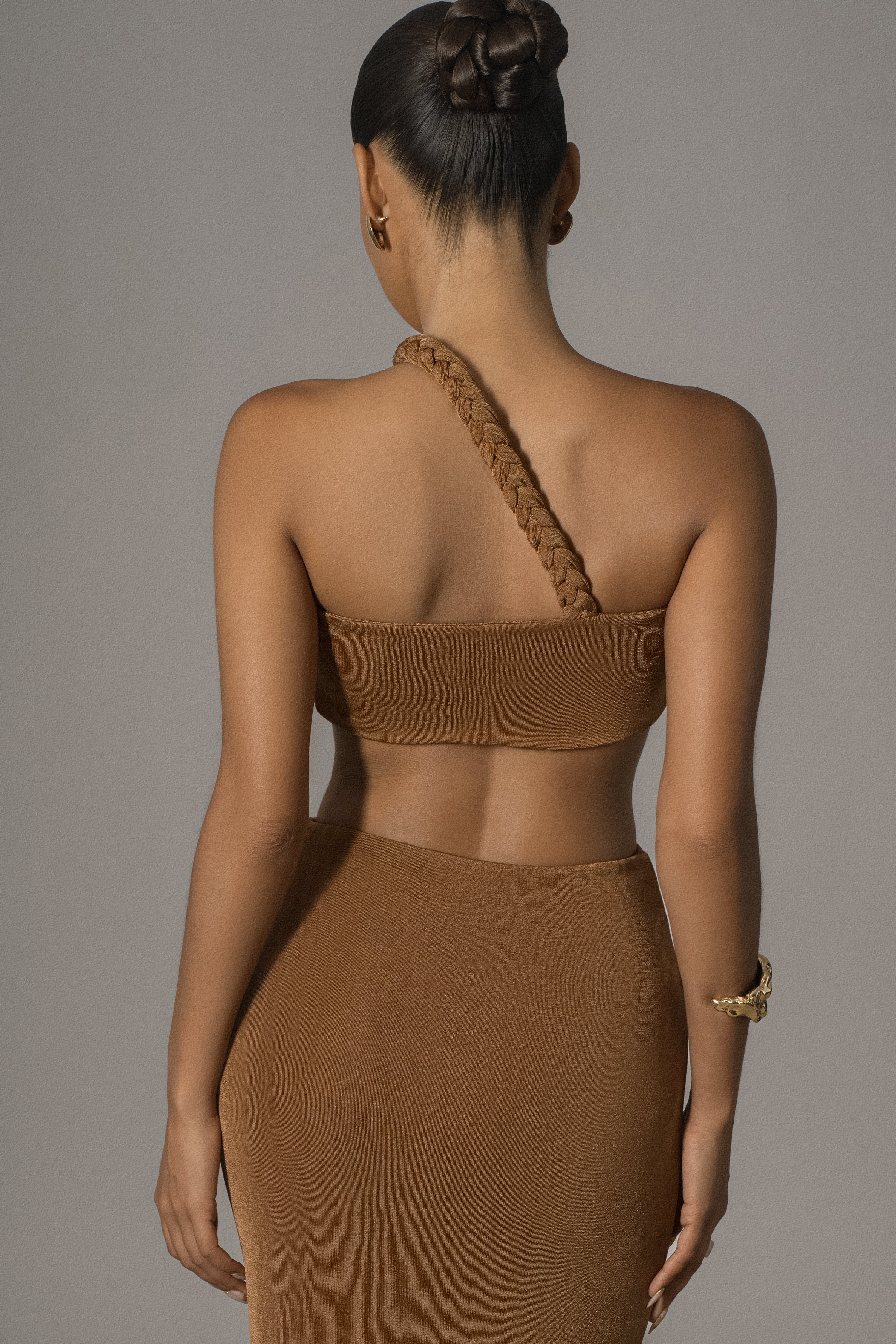 Bronze Ema One Shoulder Maxi Dress - JLUXLABEL
