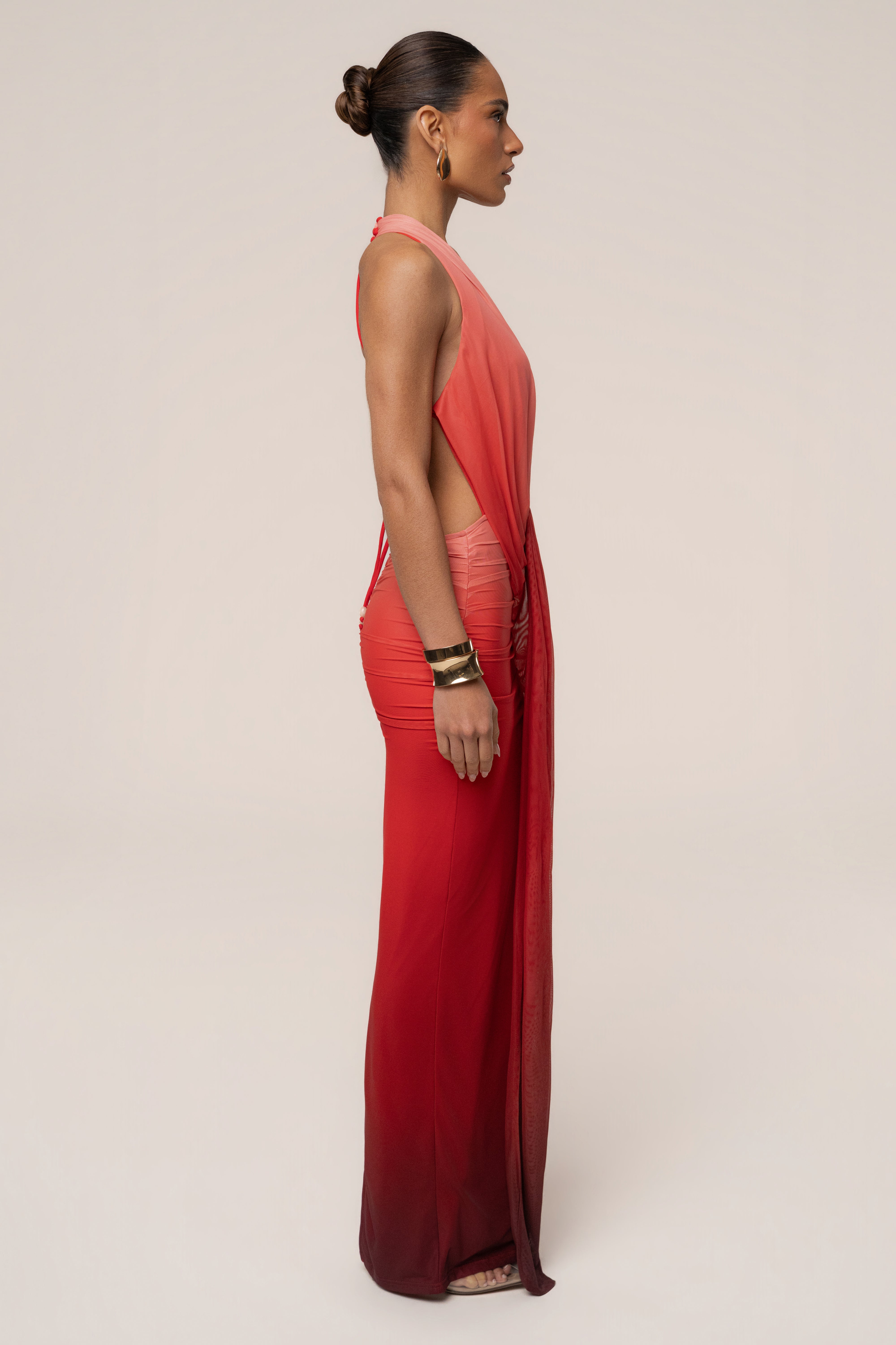 JLUXLABEL Terra Sol Alaina Plunge Maxi Dress, flowing maxi dress with plunging neckline and vibrant floral pattern.
