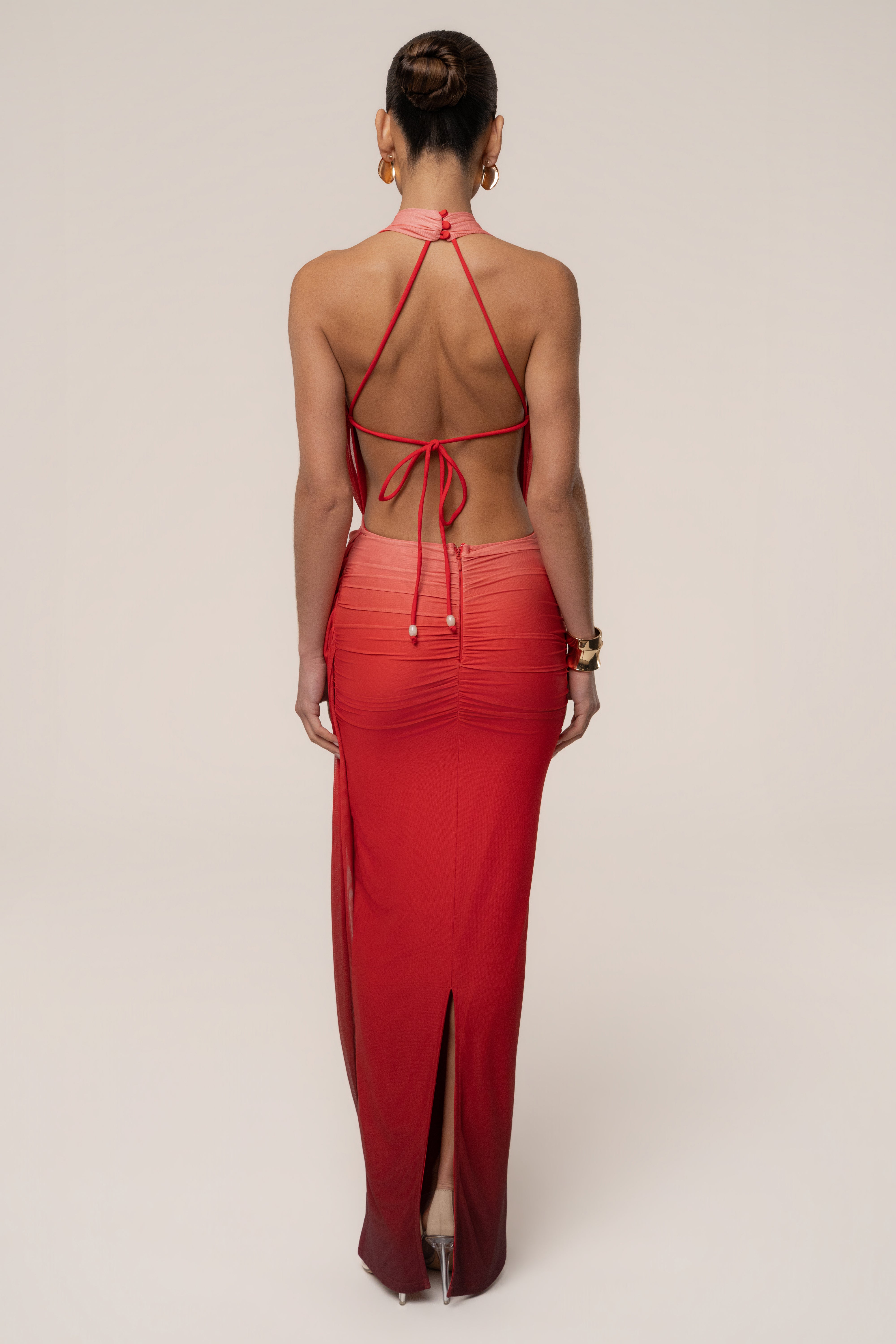 JLUXLABEL Terra Sol Alaina plunge maxi dress, flowing fabric, deep V neckline, and vibrant floral pattern, full-length design.