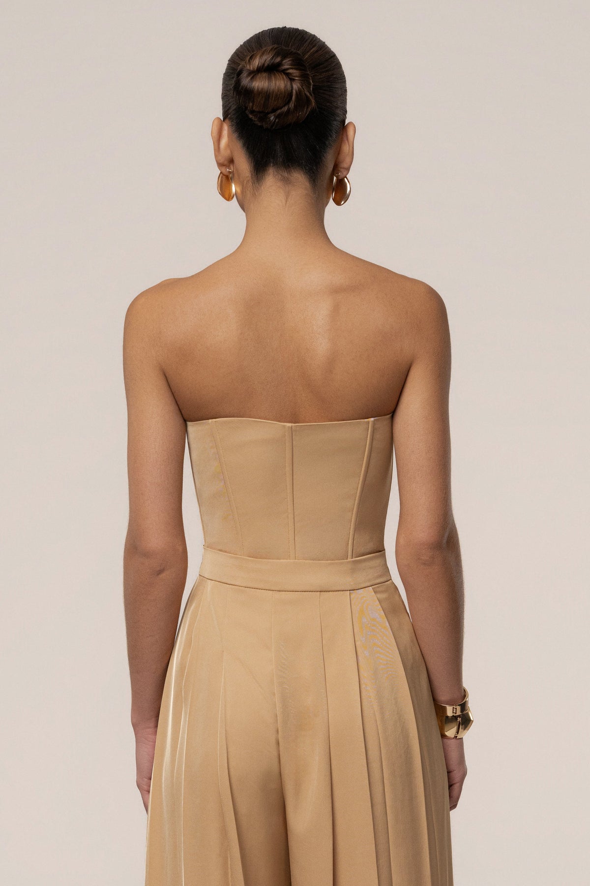 Beige Viv Satin Bustier Top - JLUXLABEL