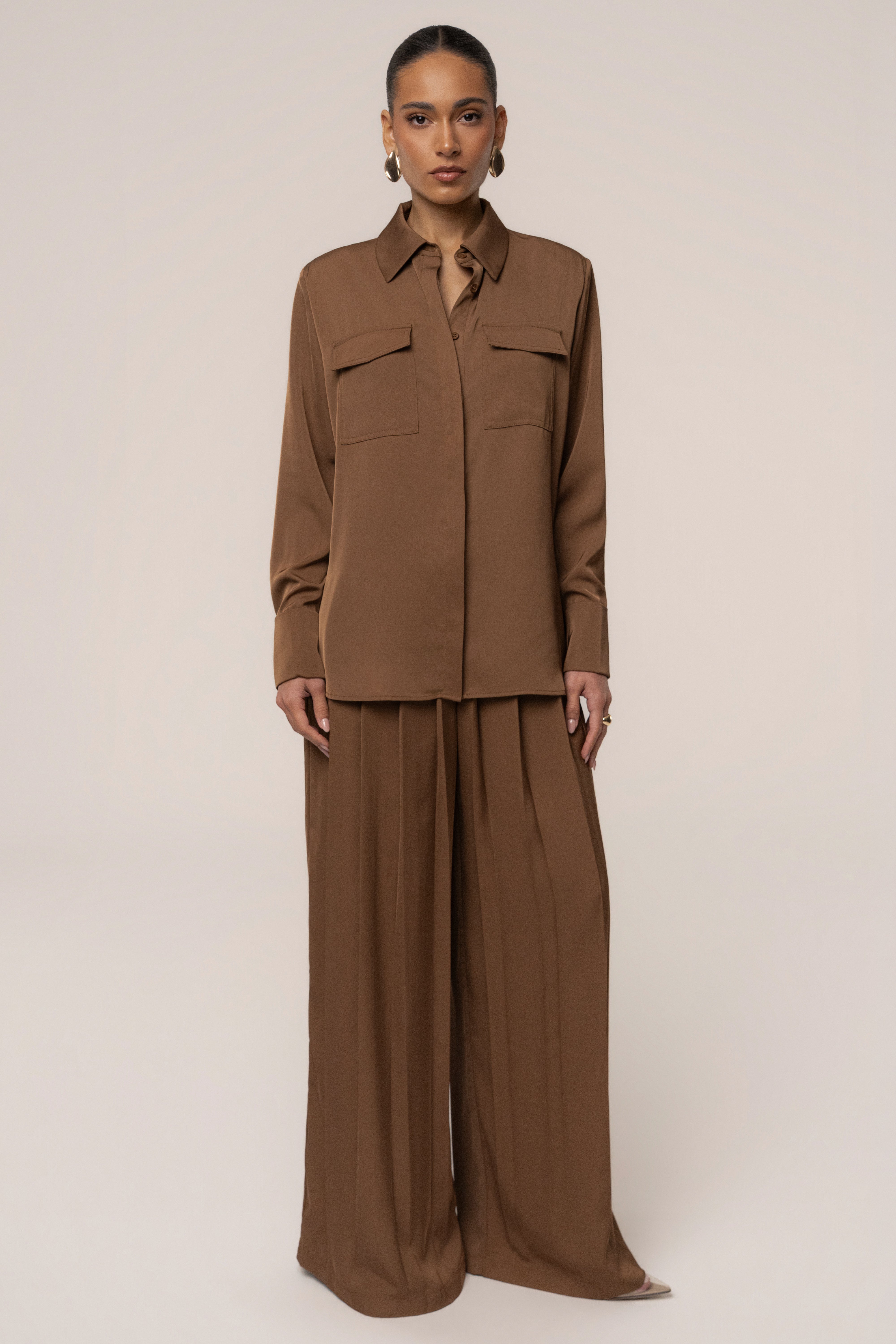 Brown Misty Button Up