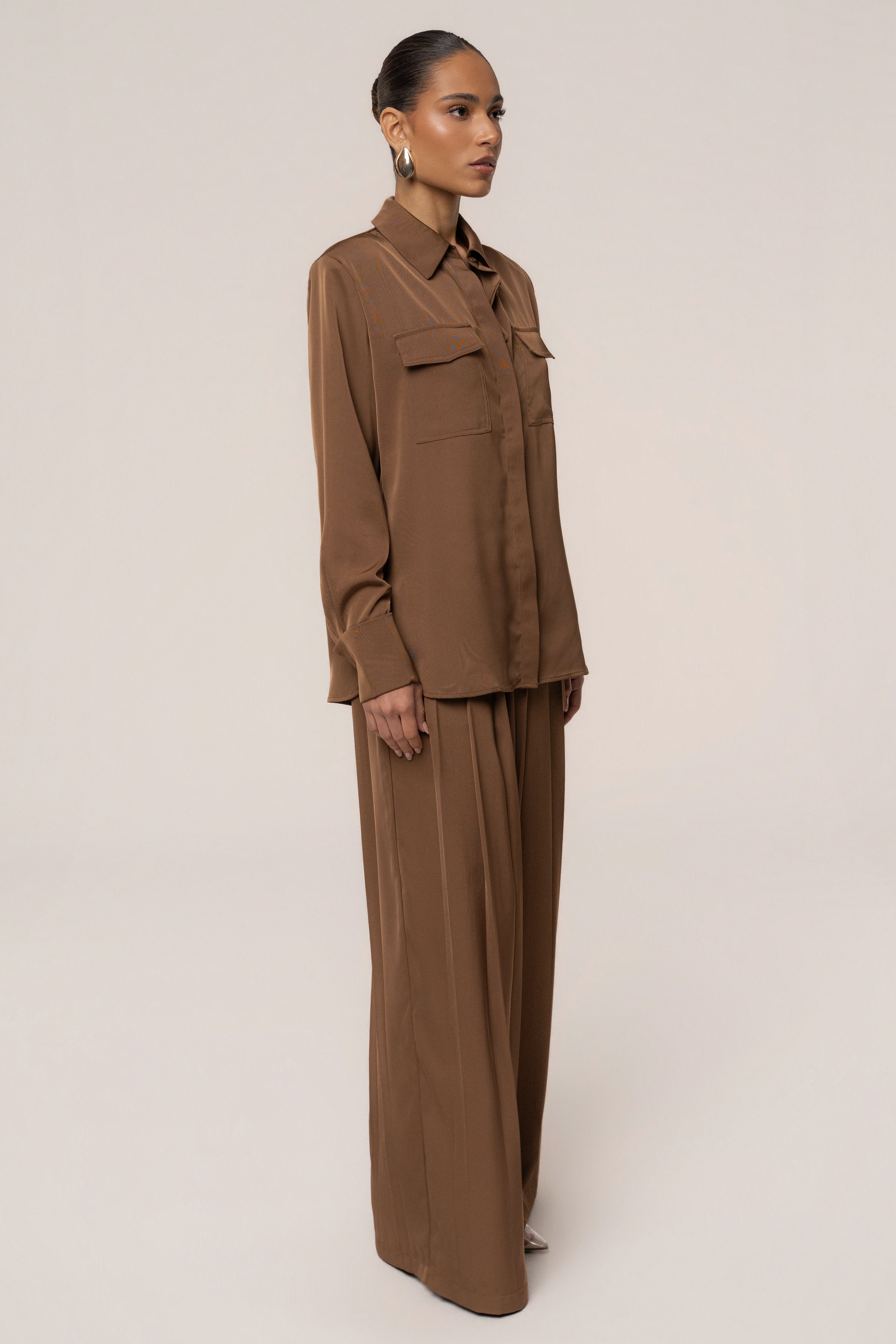 Brown Misty Button Up