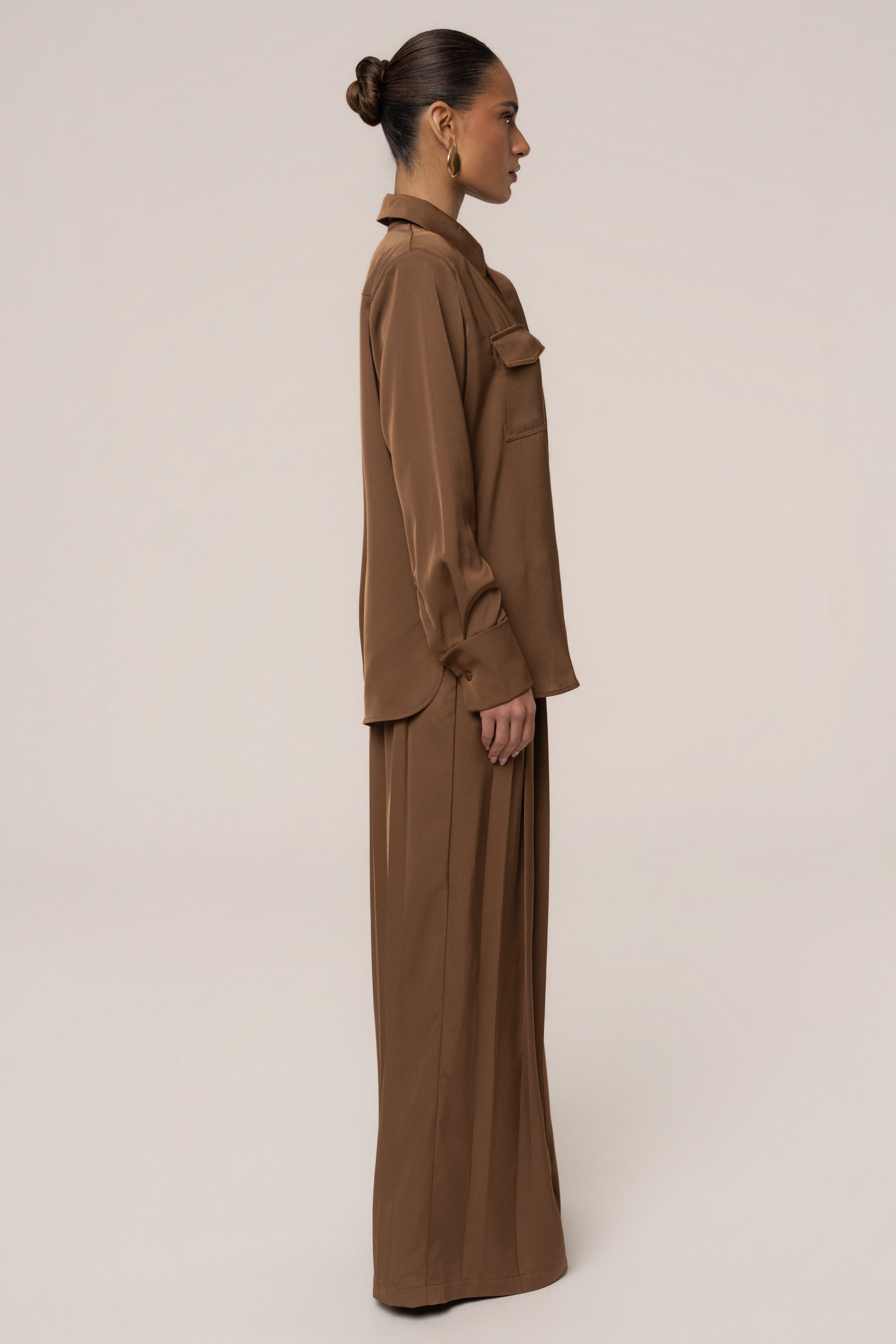 Brown Misty Button Up