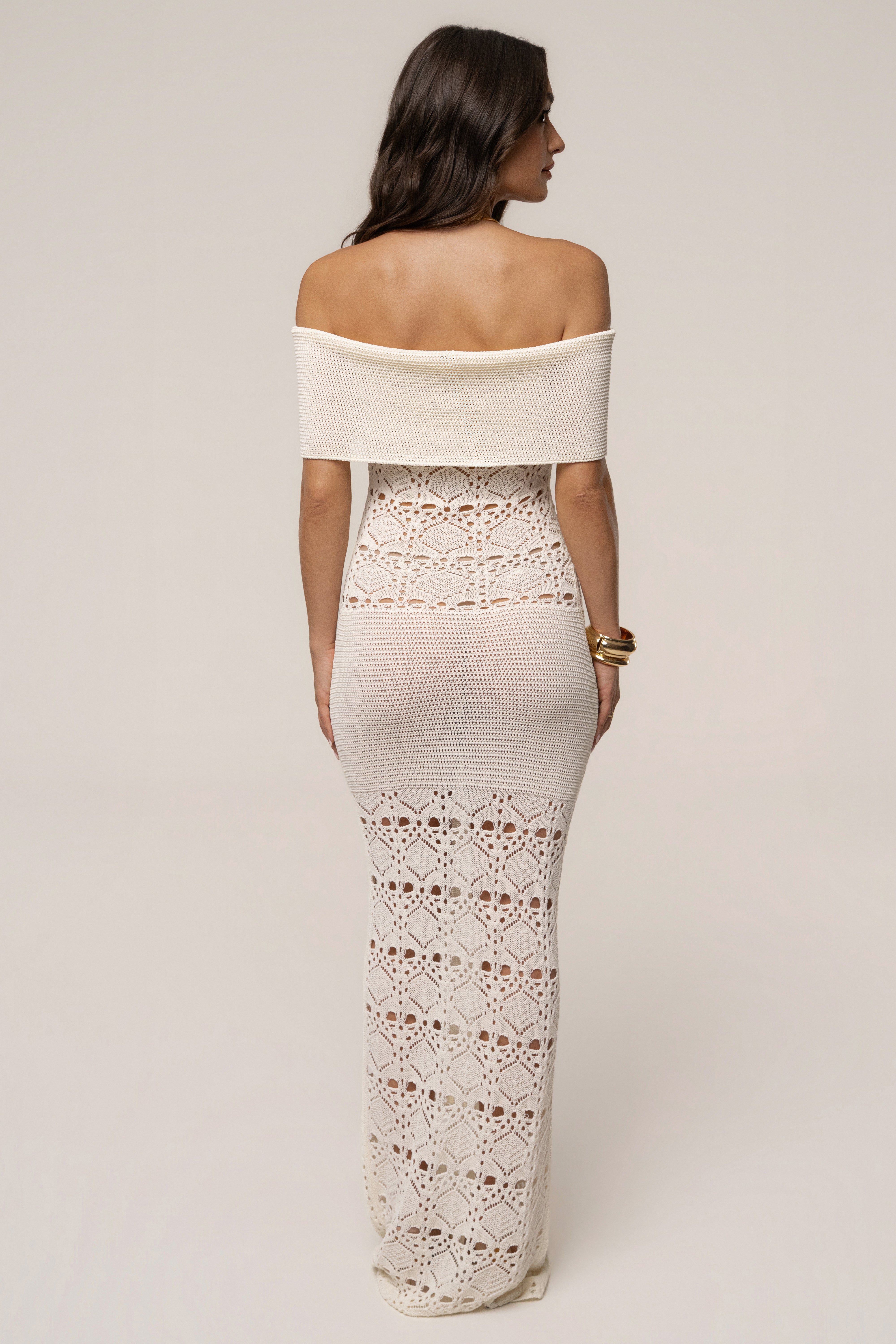 Ivory JLUXLABEL Resort Nights maxi dress with flowing fabric and elegant design, perfect for summer occasions.