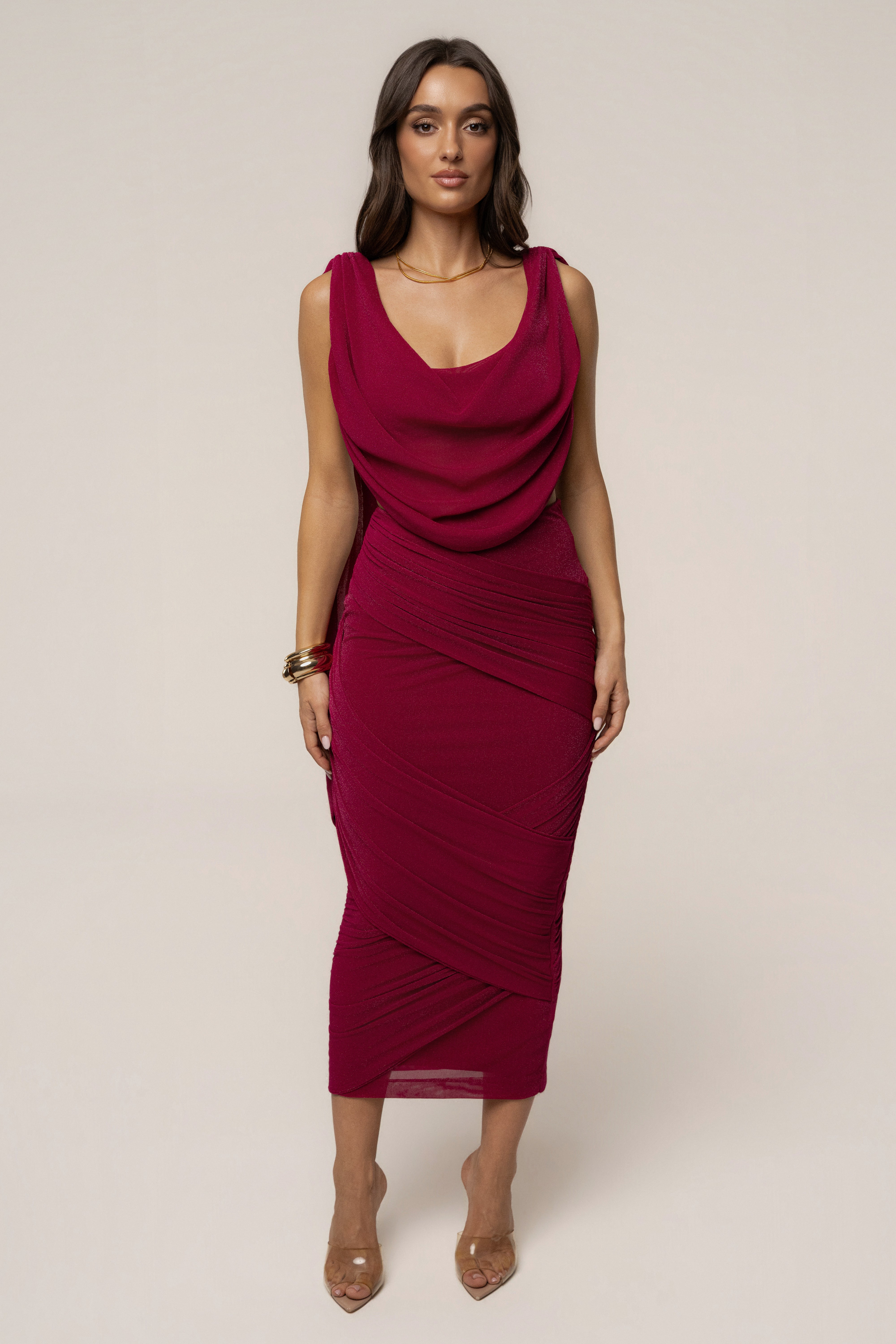 Fuchsia Divine Drape Skirt Set