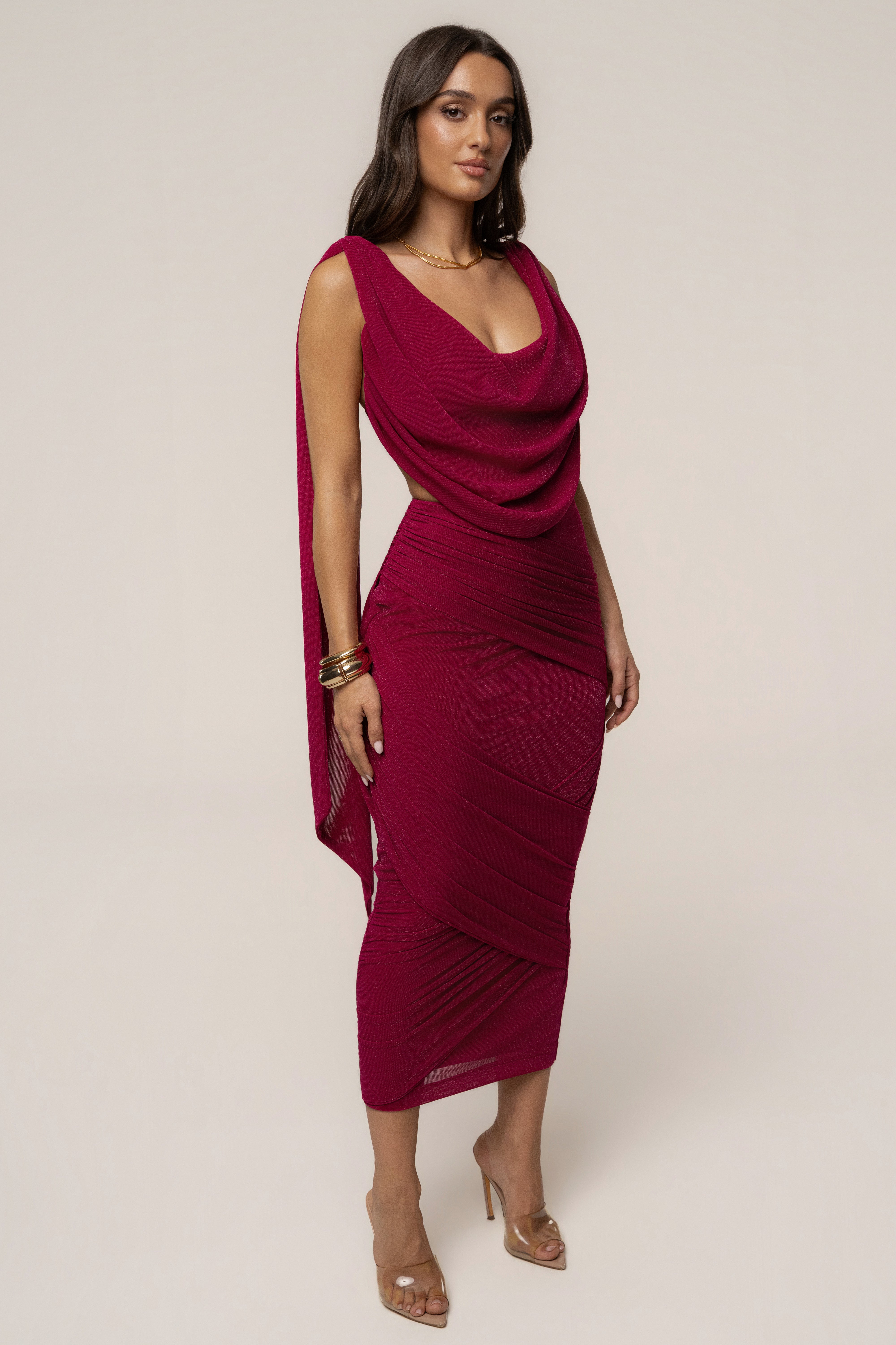 Fuchsia Divine Drape Skirt Set