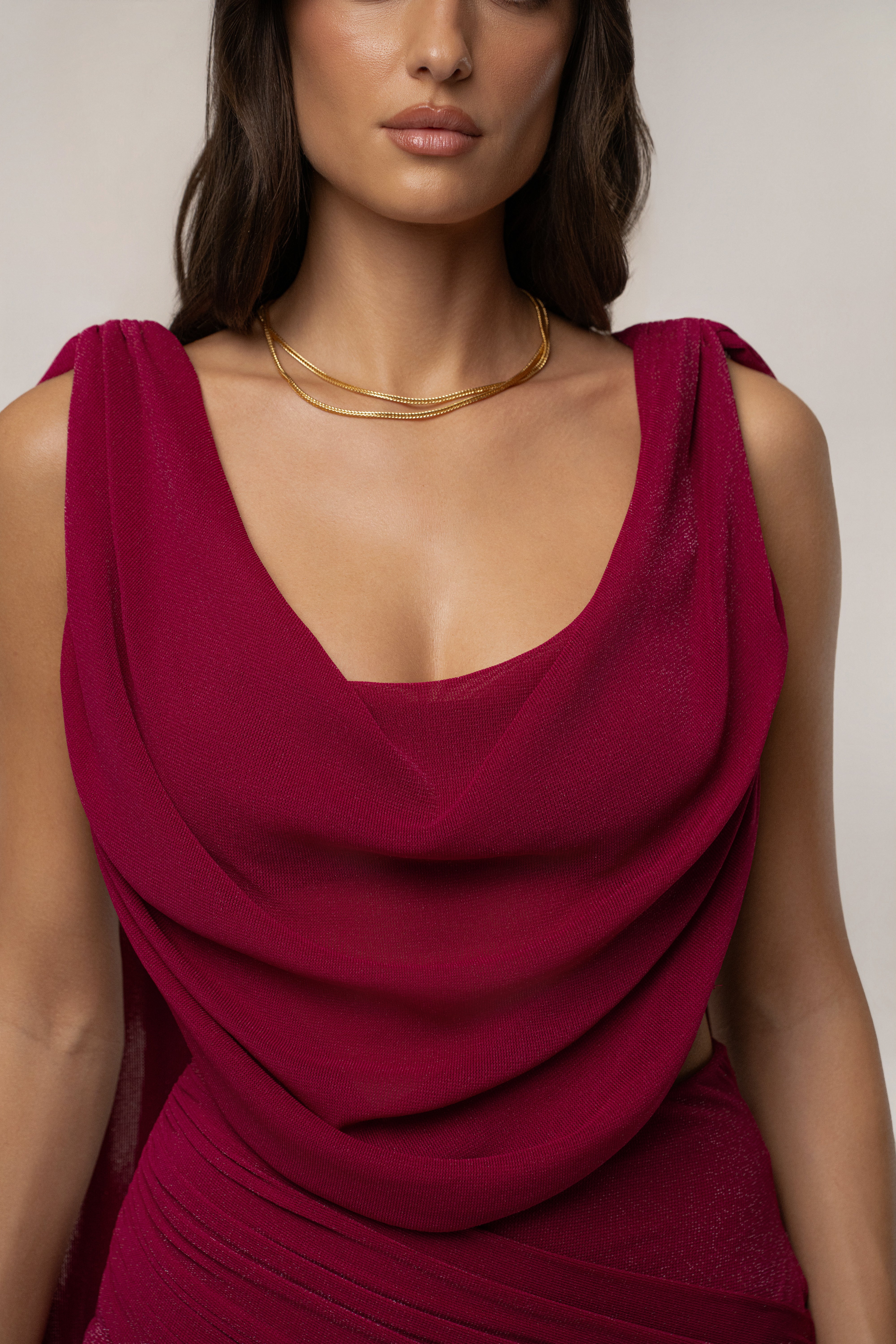 Fuchsia Divine Drape Skirt Set