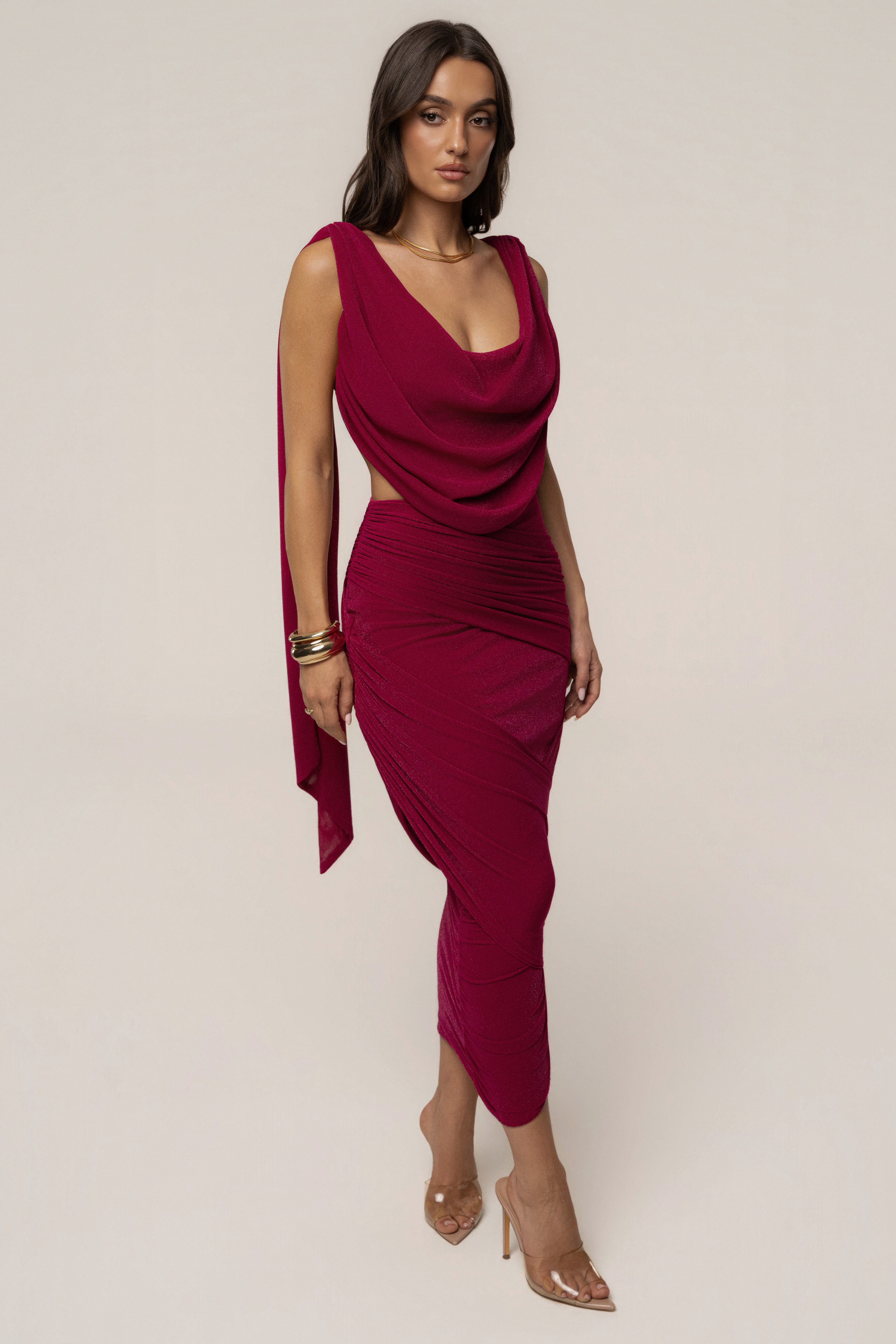 Fuchsia Divine Drape Skirt Set