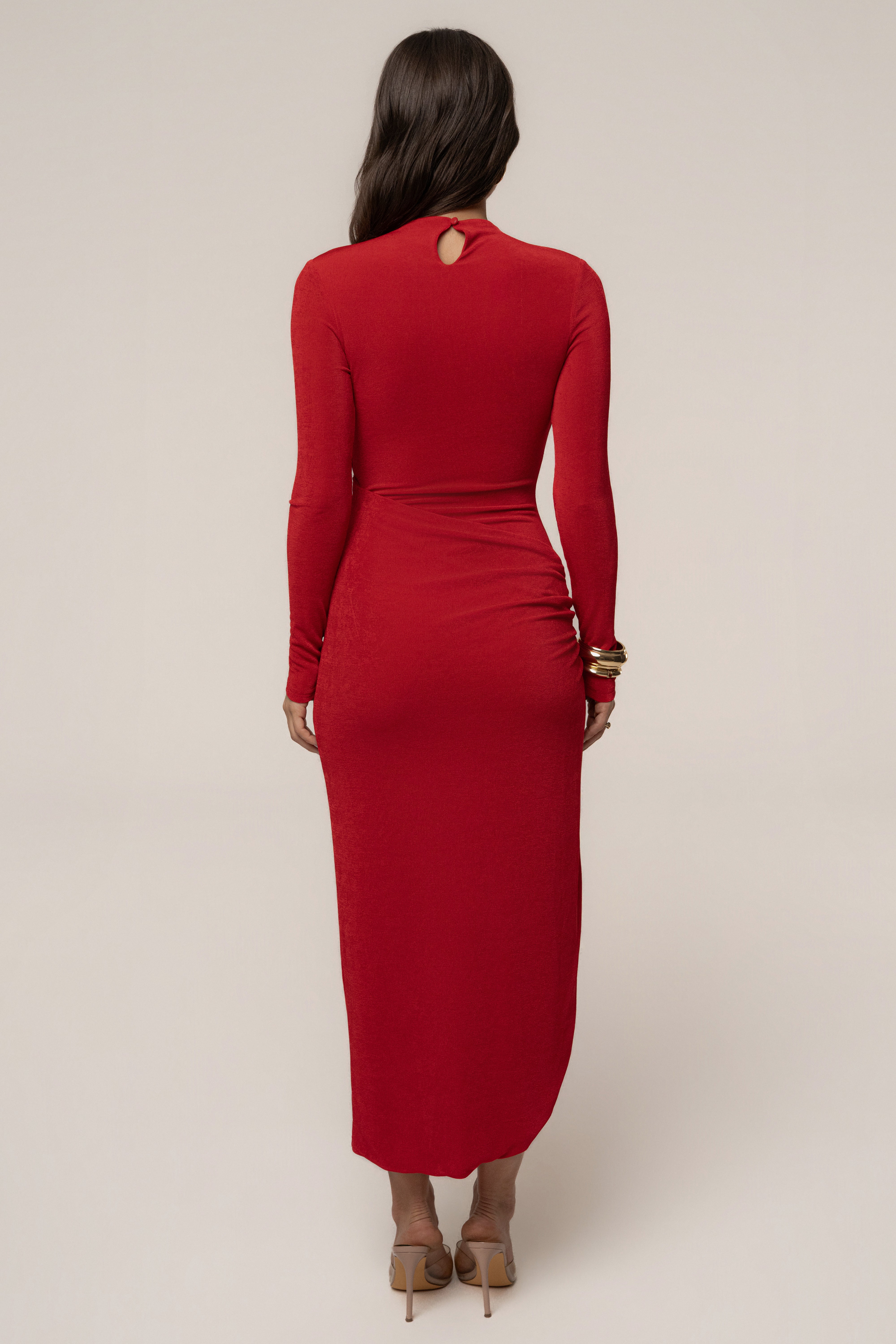 Red Last Light Slinky Midi Dress