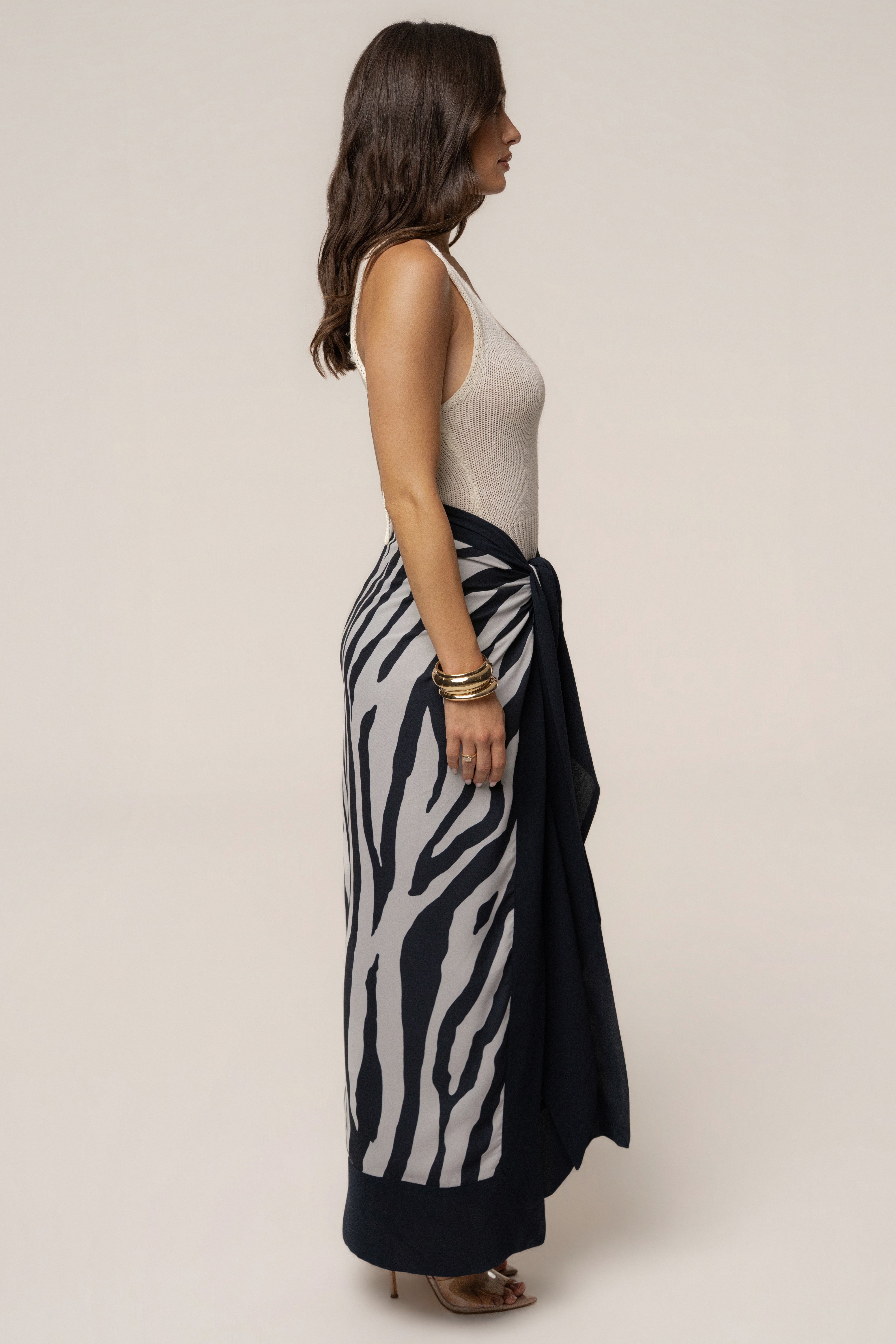 Navy Zebra Wild Current Sarong