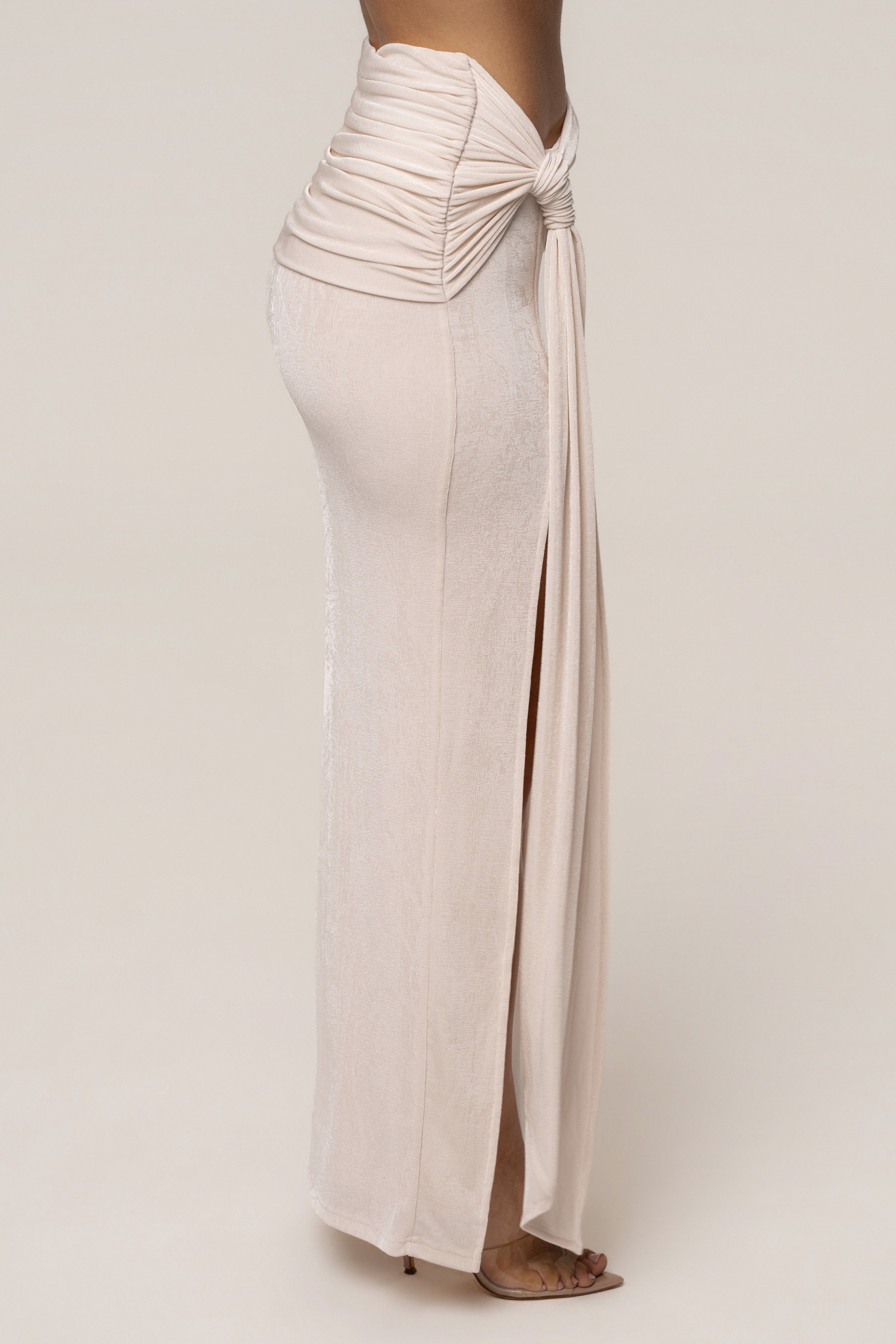 Ivory Muse Draped Maxi Skirt