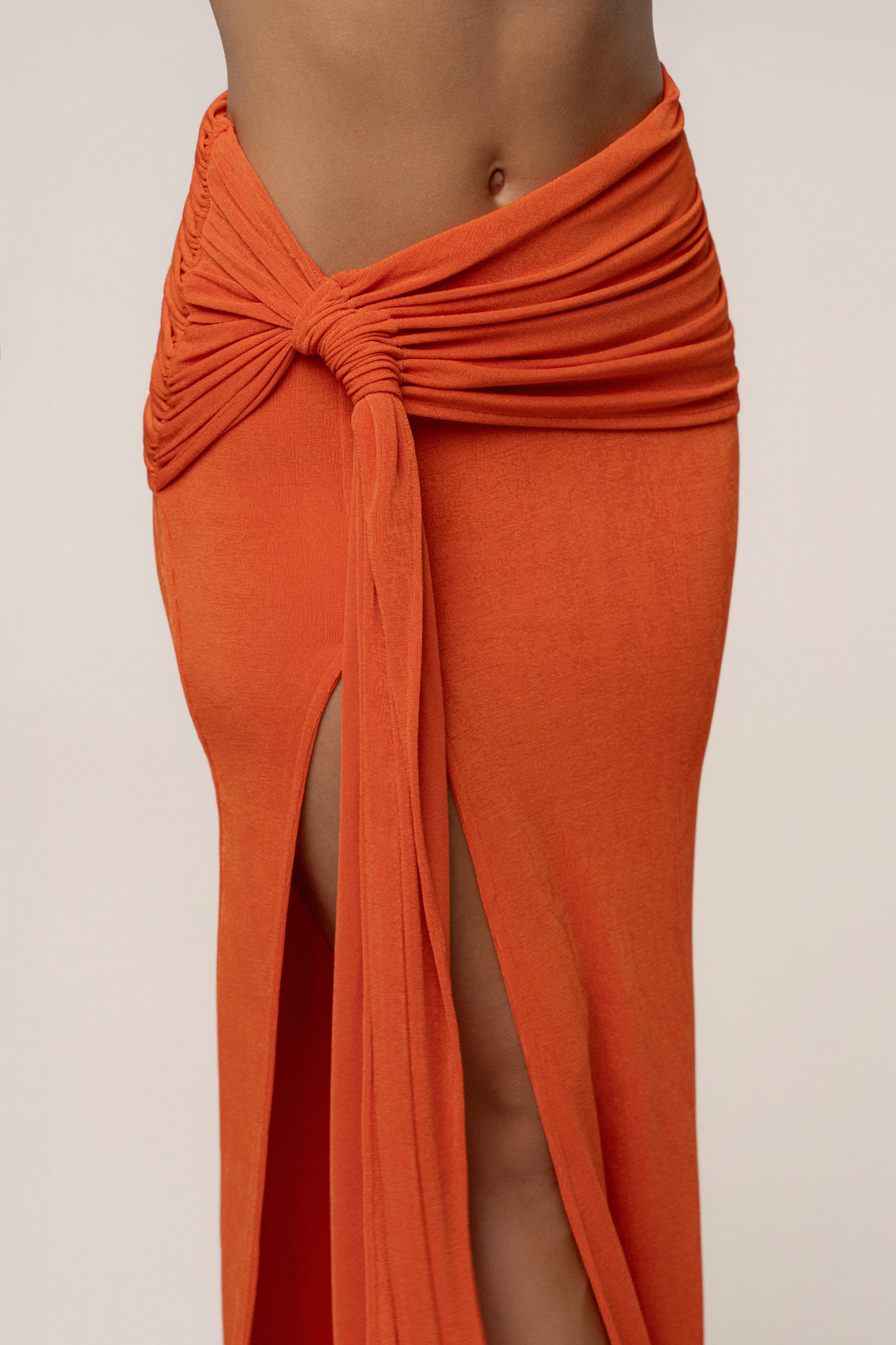 Orange Muse Draped Maxi Skirt