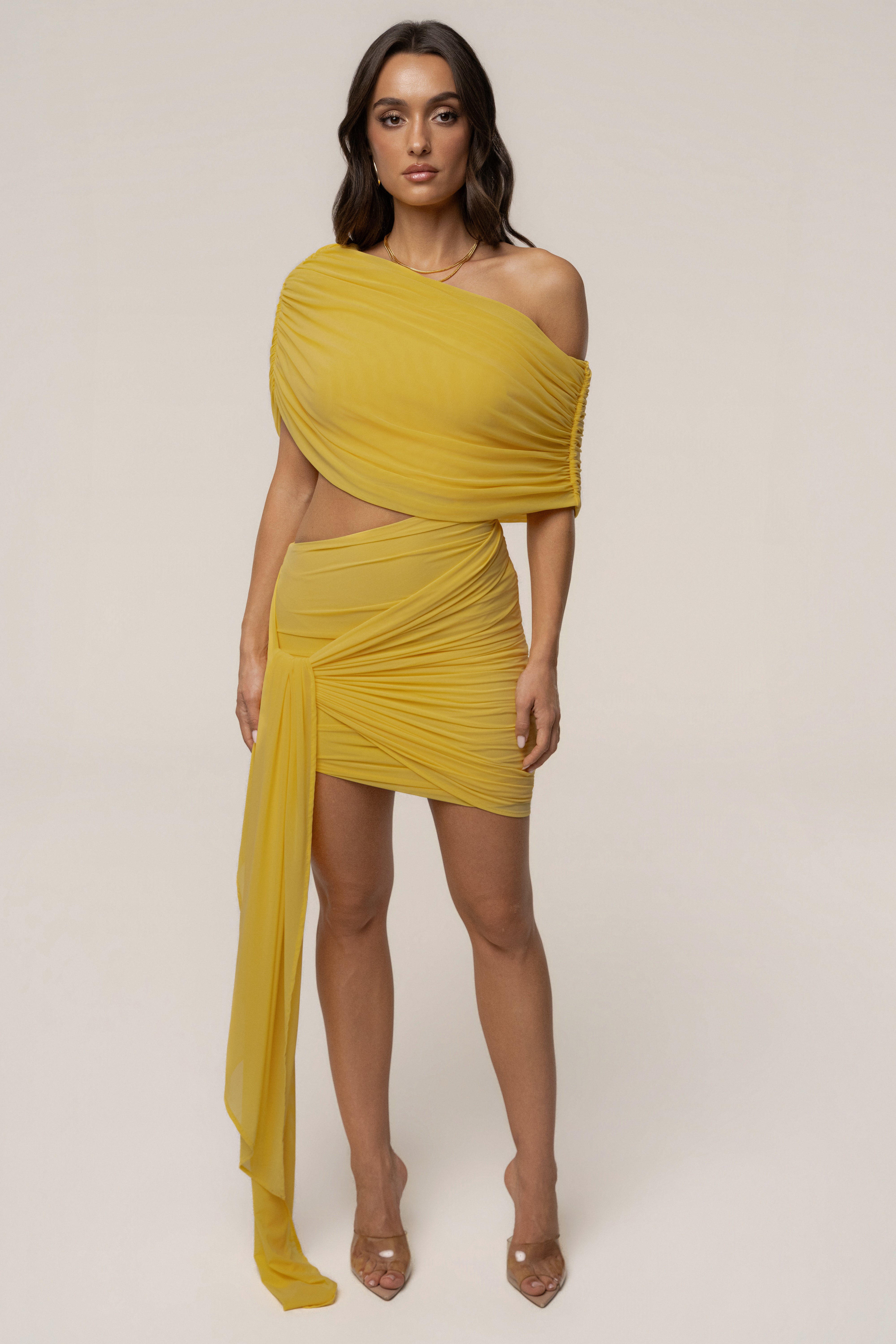 Yellow All You Need Cutout Dress - JLUXLABEL