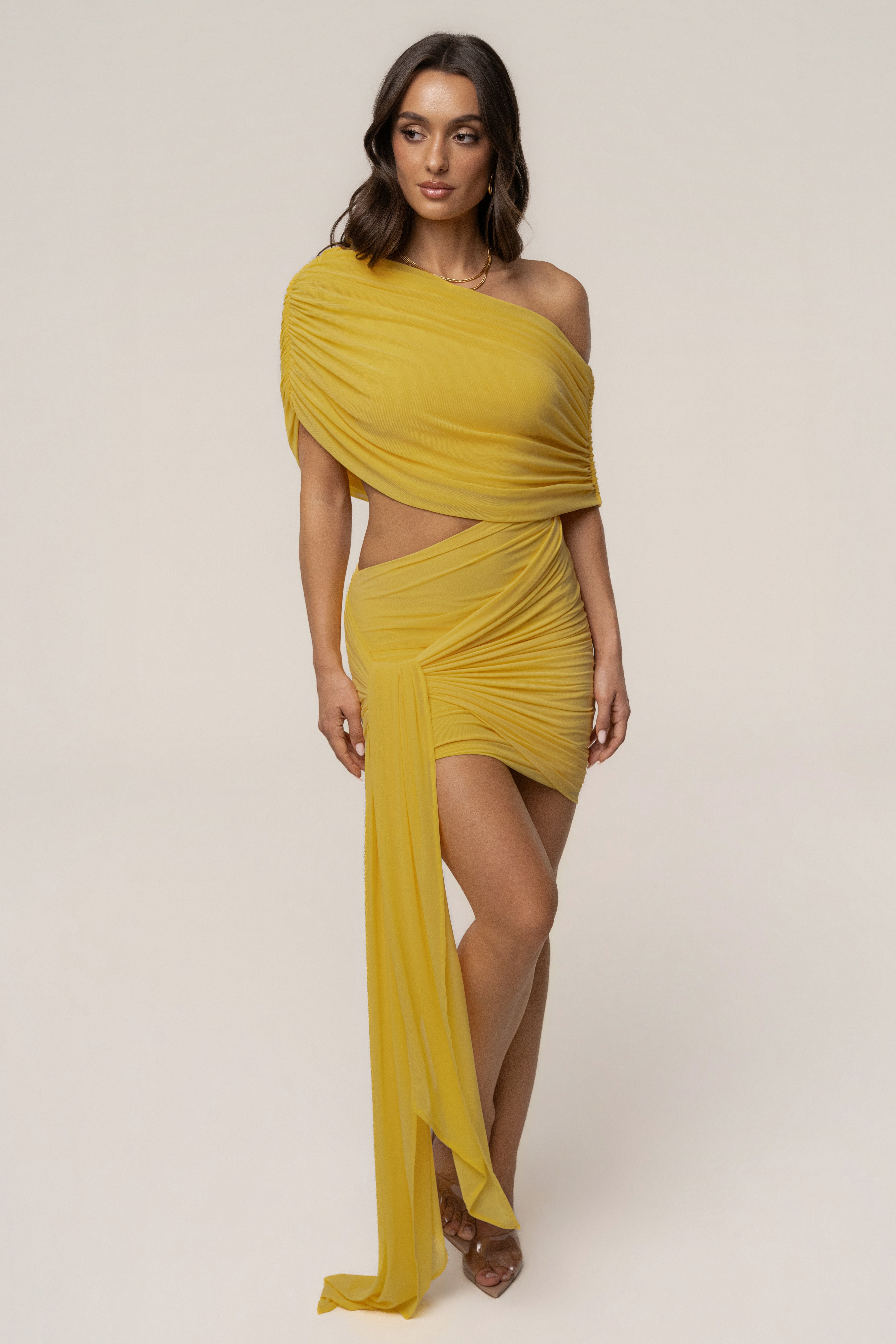 Yellow All You Need Cutout Dress - JLUXLABEL