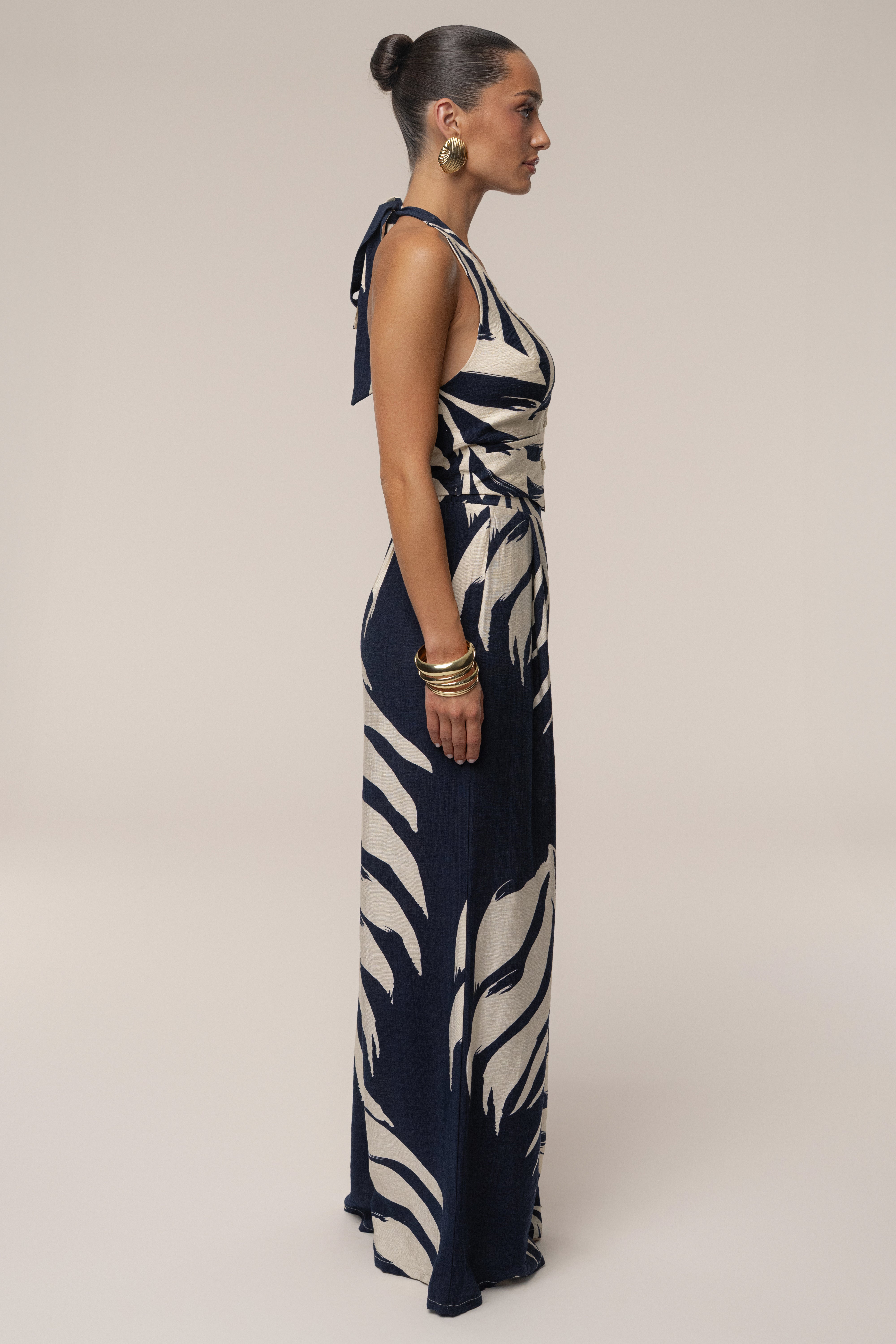 Navy Palm Print Tropical Daze Pant Set - JLUXLABEL