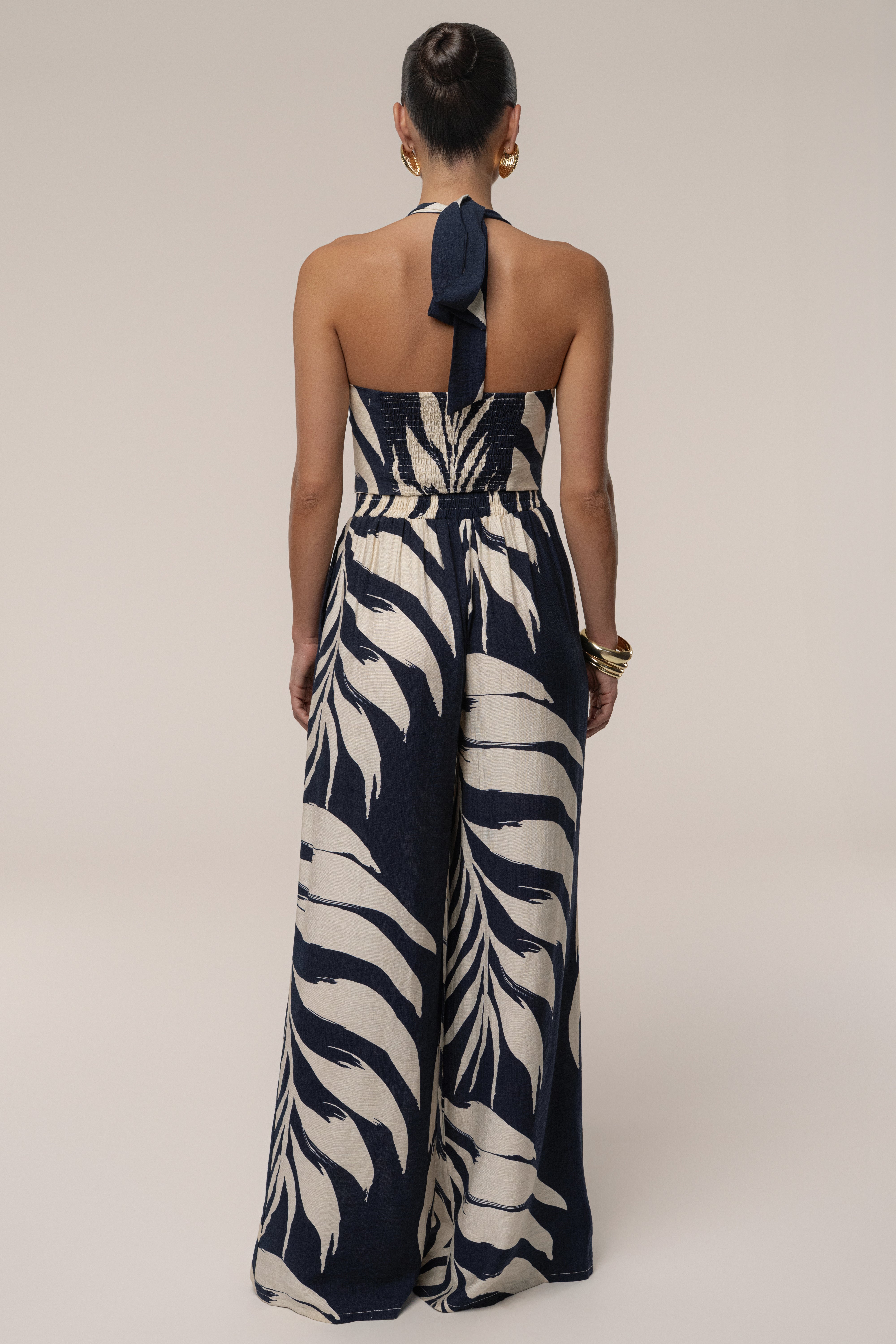 Navy Palm Print Tropical Daze Pant Set - JLUXLABEL