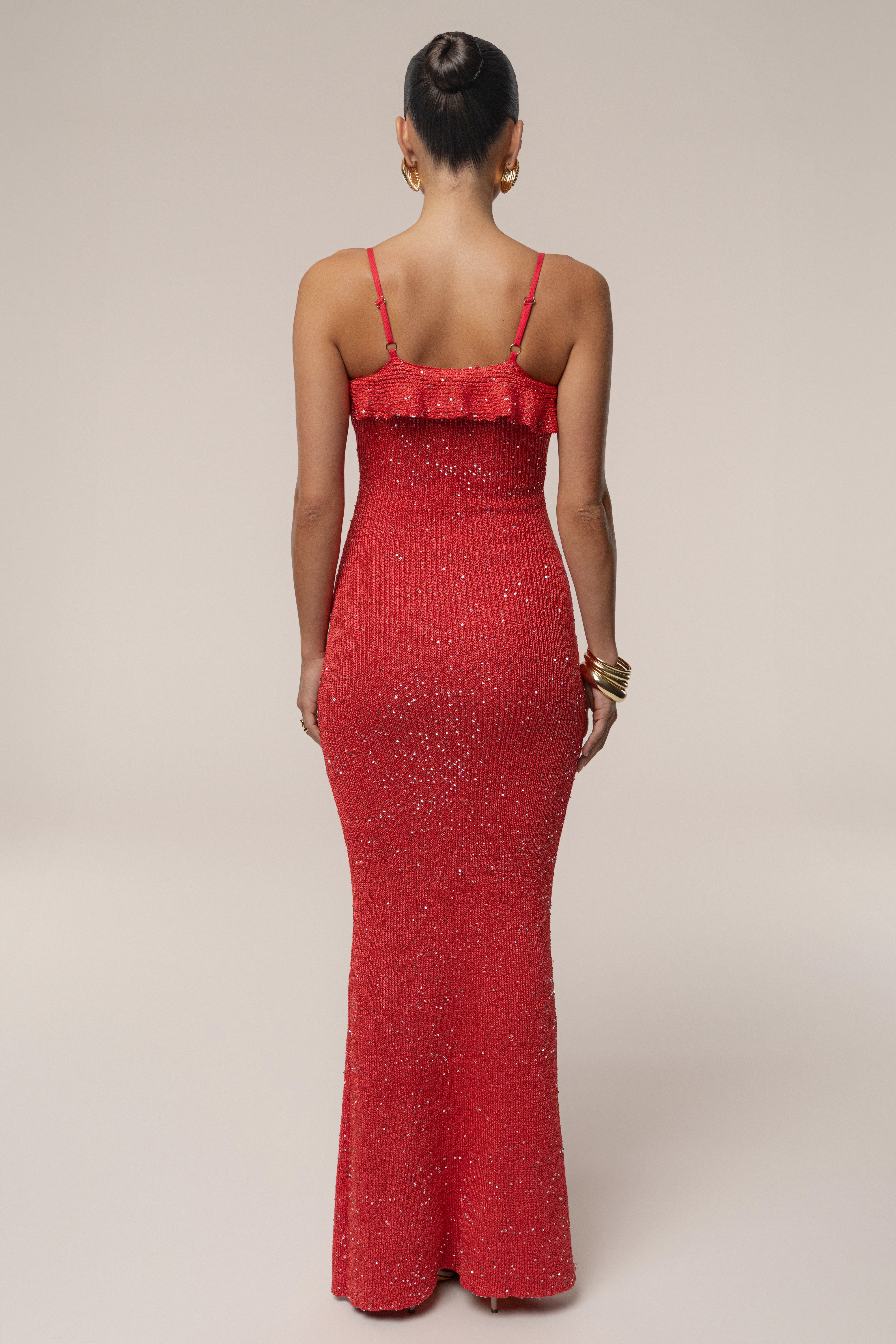Coral Midnight Sparkle Maxi Dress - JLUXLABEL