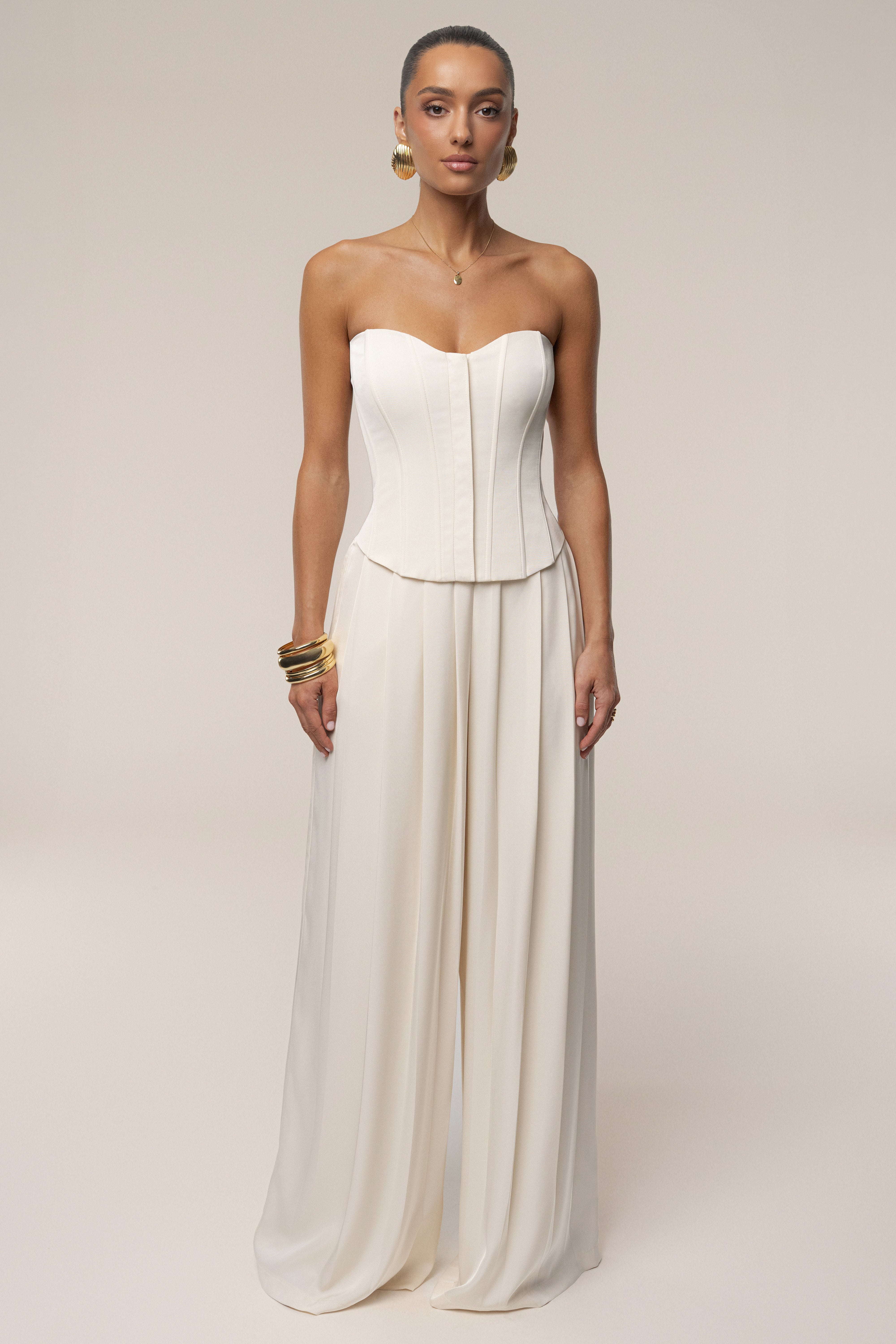 Buttercream Viv Satin Bustier Top - JLUXLABEL