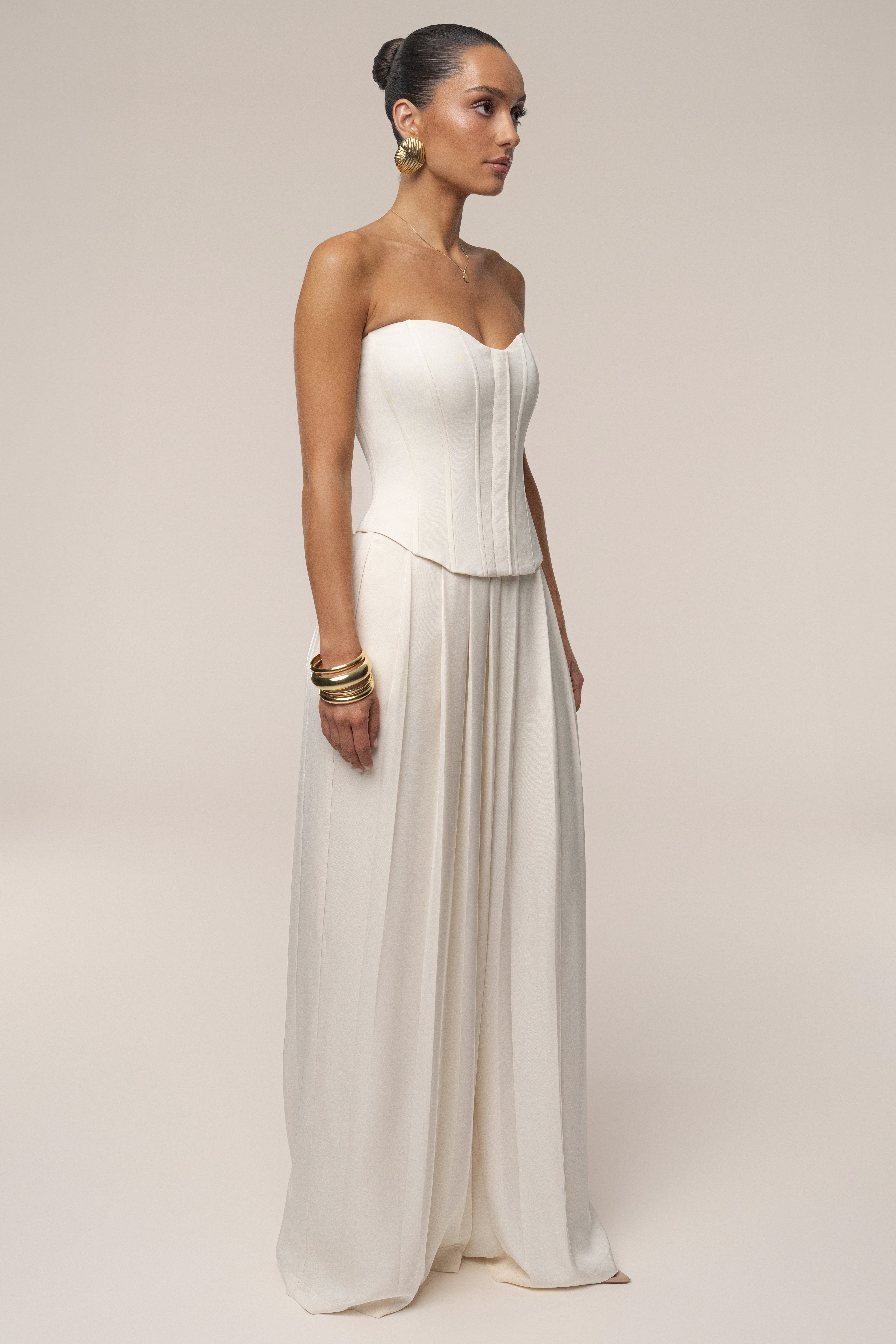 Buttercream Clara Wide Leg Pleated Trousers - JLUXLABEL