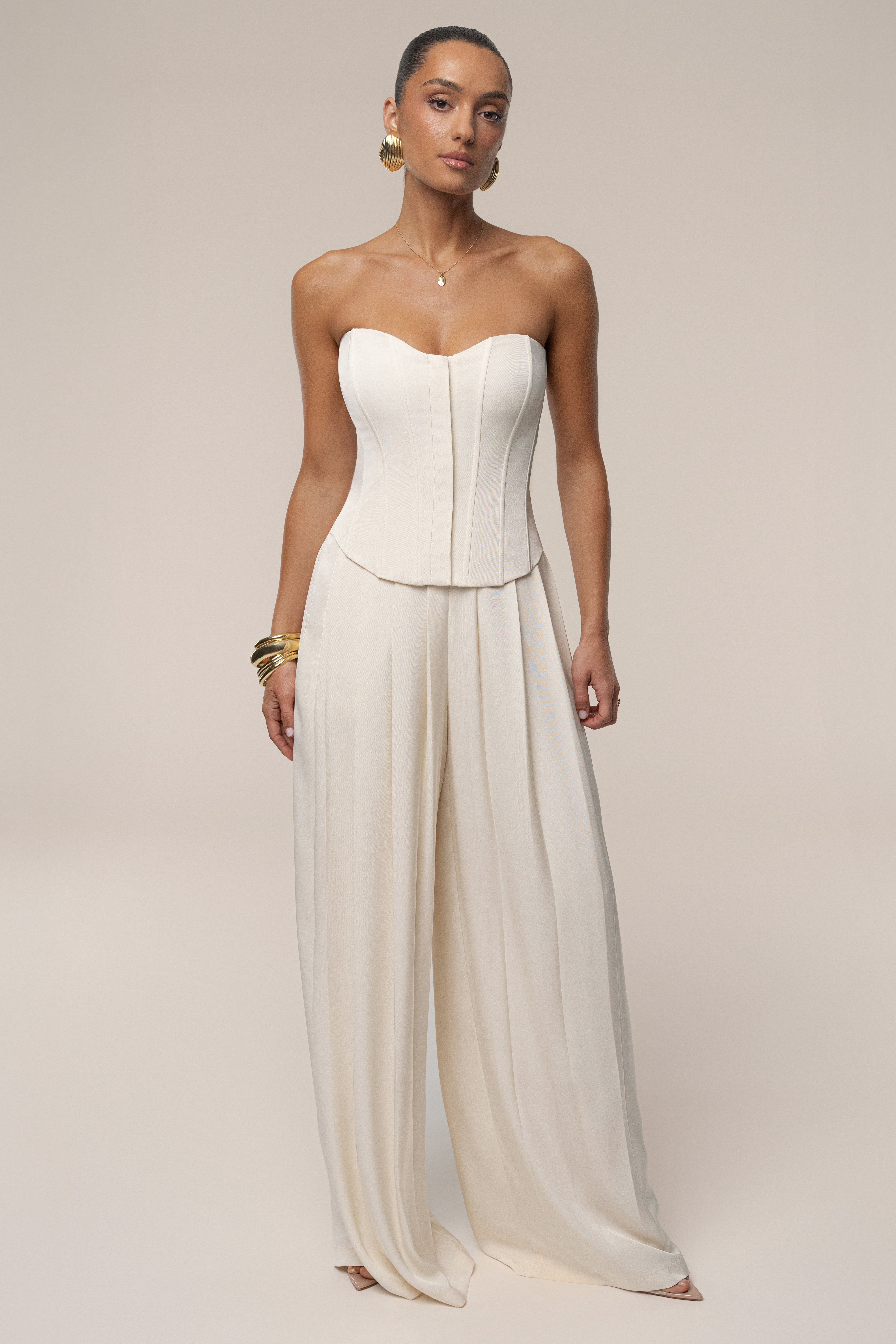 Buttercream Viv Satin Bustier Top - JLUXLABEL