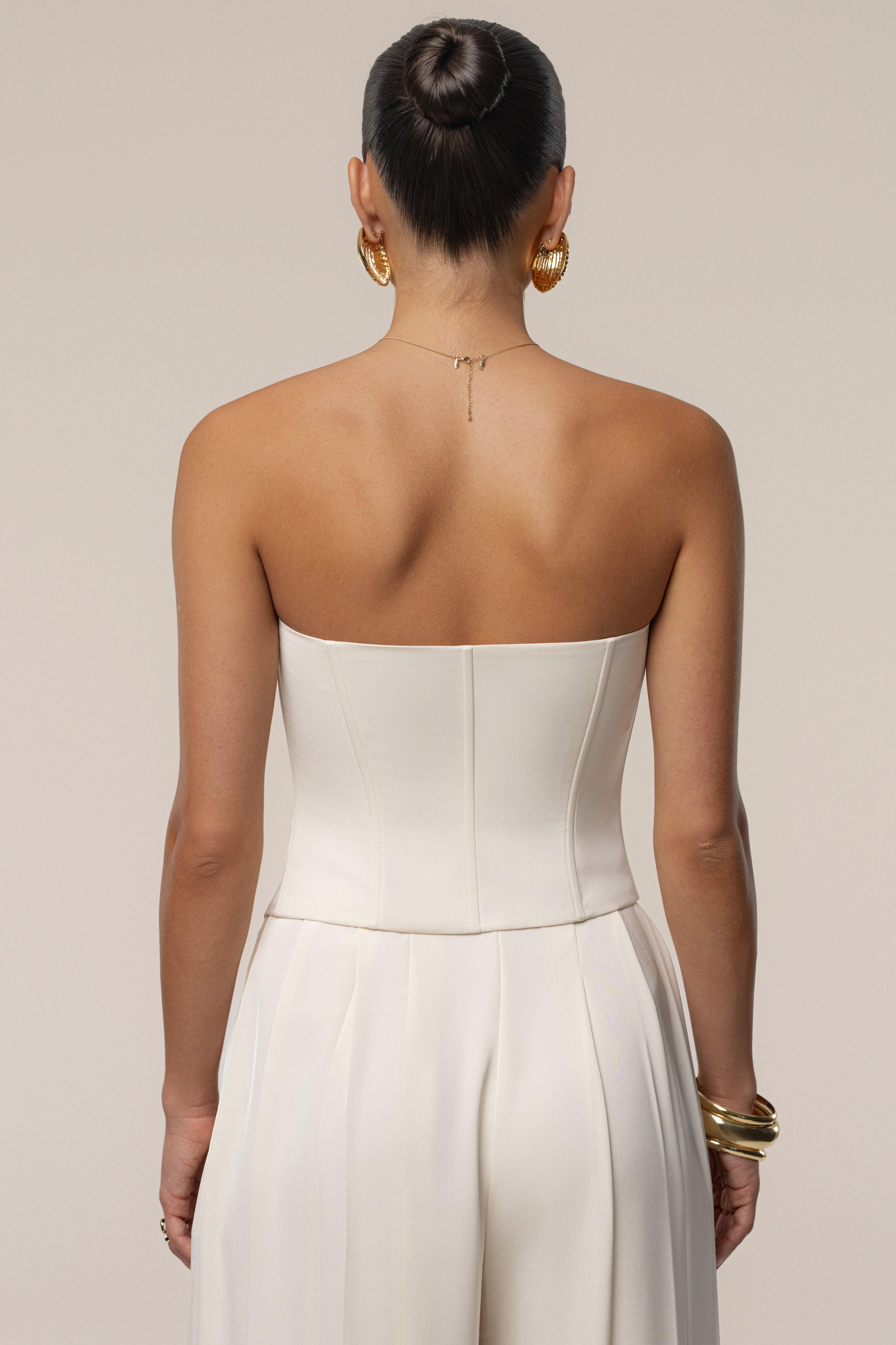 Buttercream Viv Satin Bustier Top - JLUXLABEL