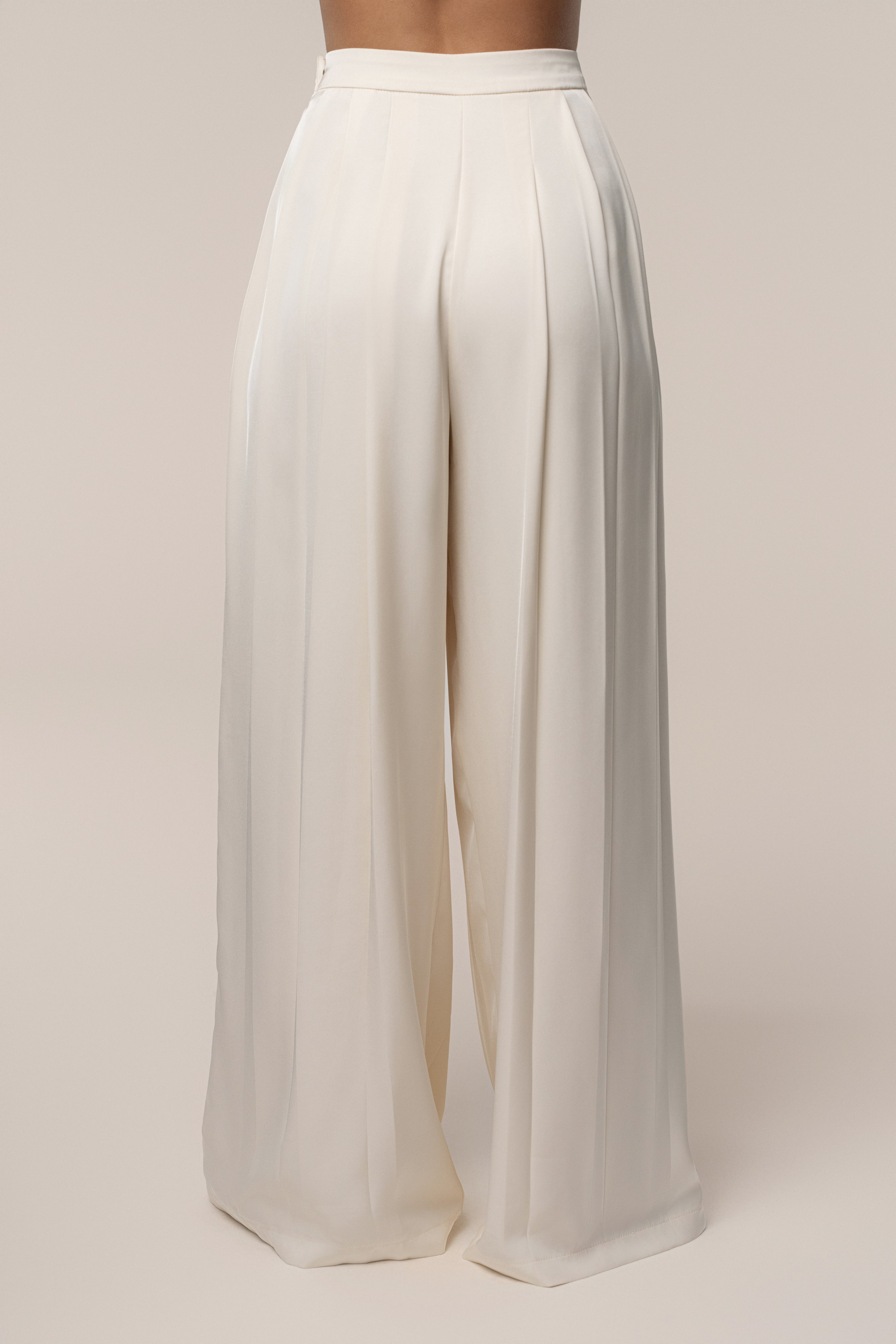 Buttercream Clara Wide Leg Pleated Trousers - JLUXLABEL