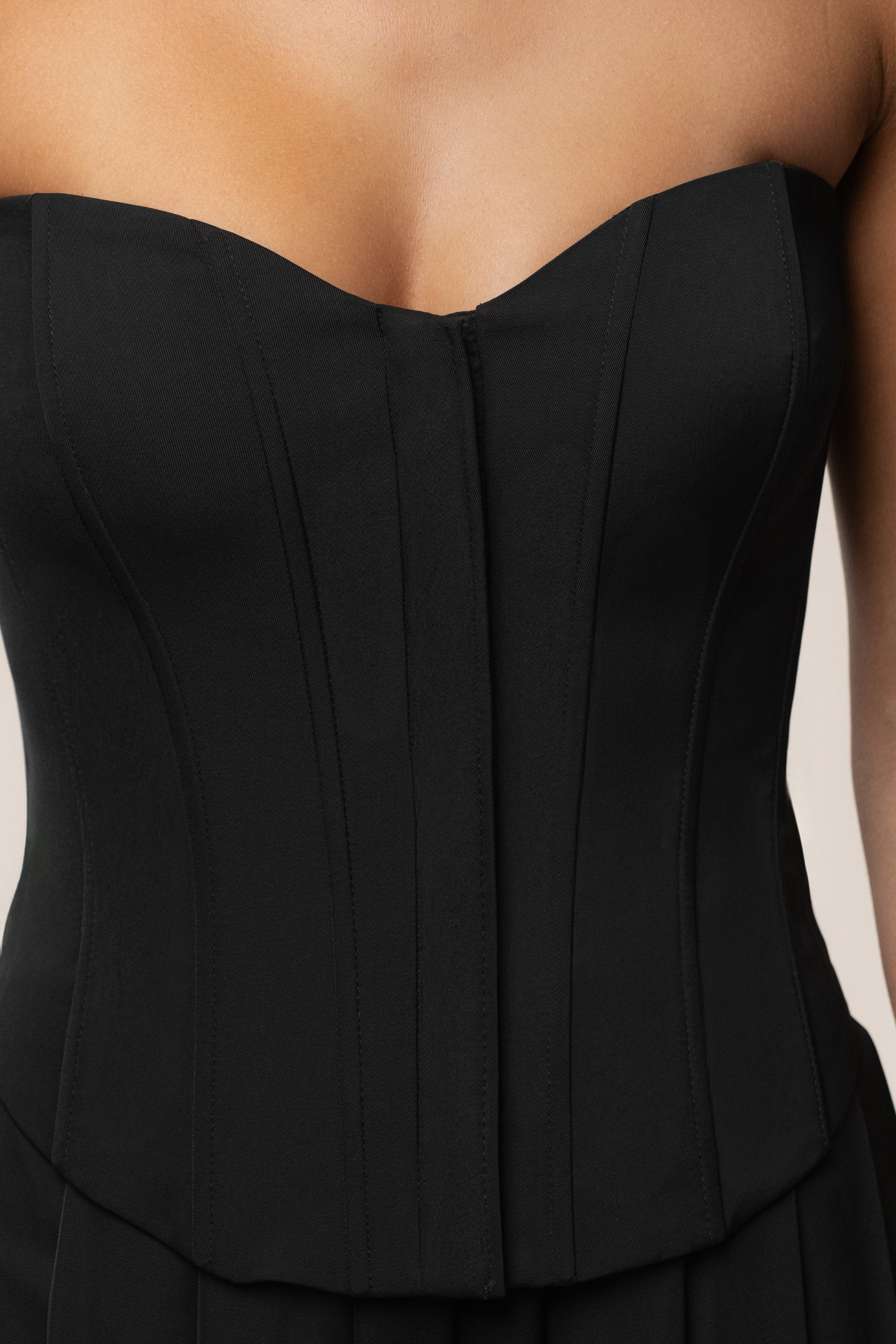 Black Viv Satin Bustier Top - JLUXLABEL