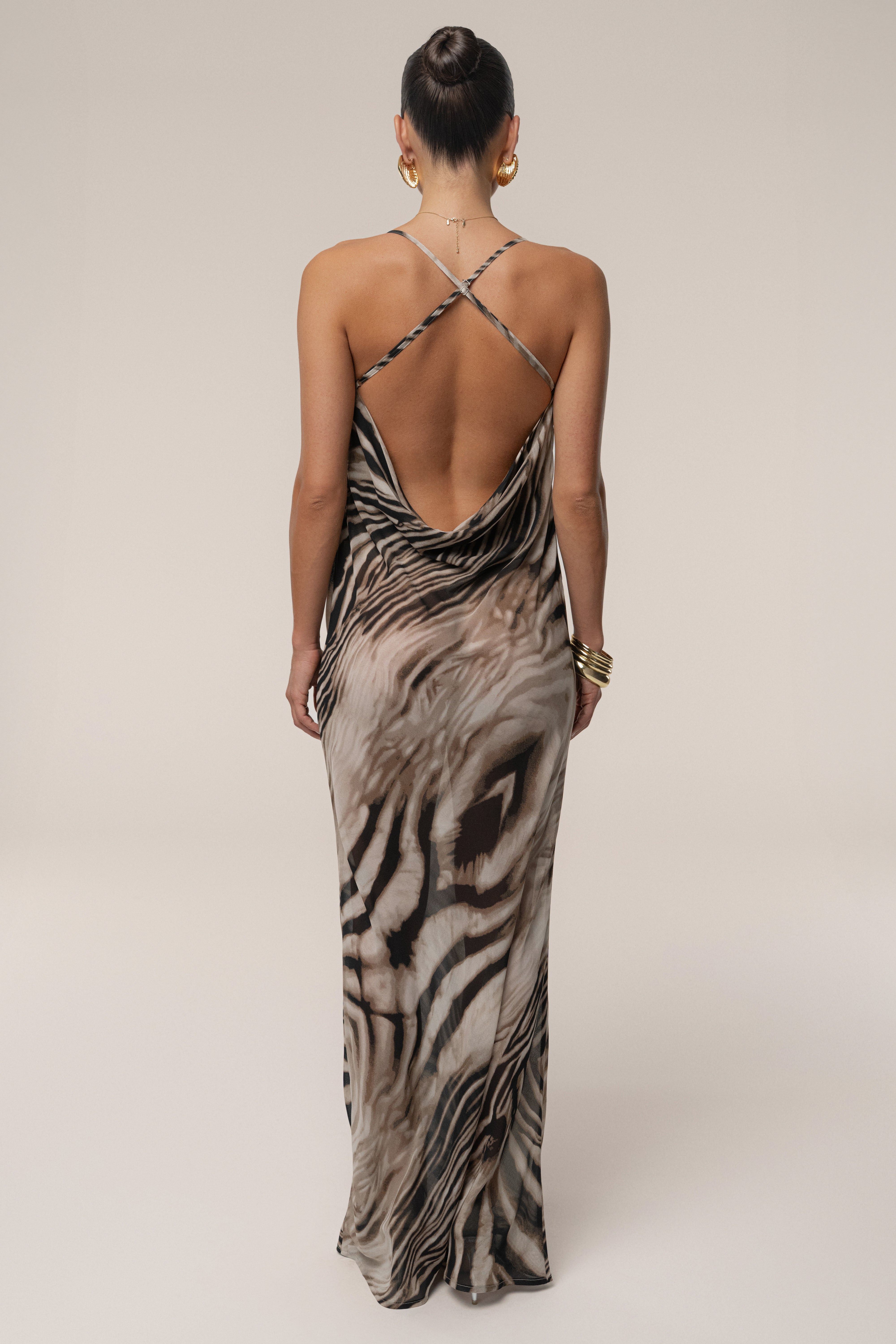Brown Zebra Print Infinite Journey Maxi Dress - JLUXLABEL
