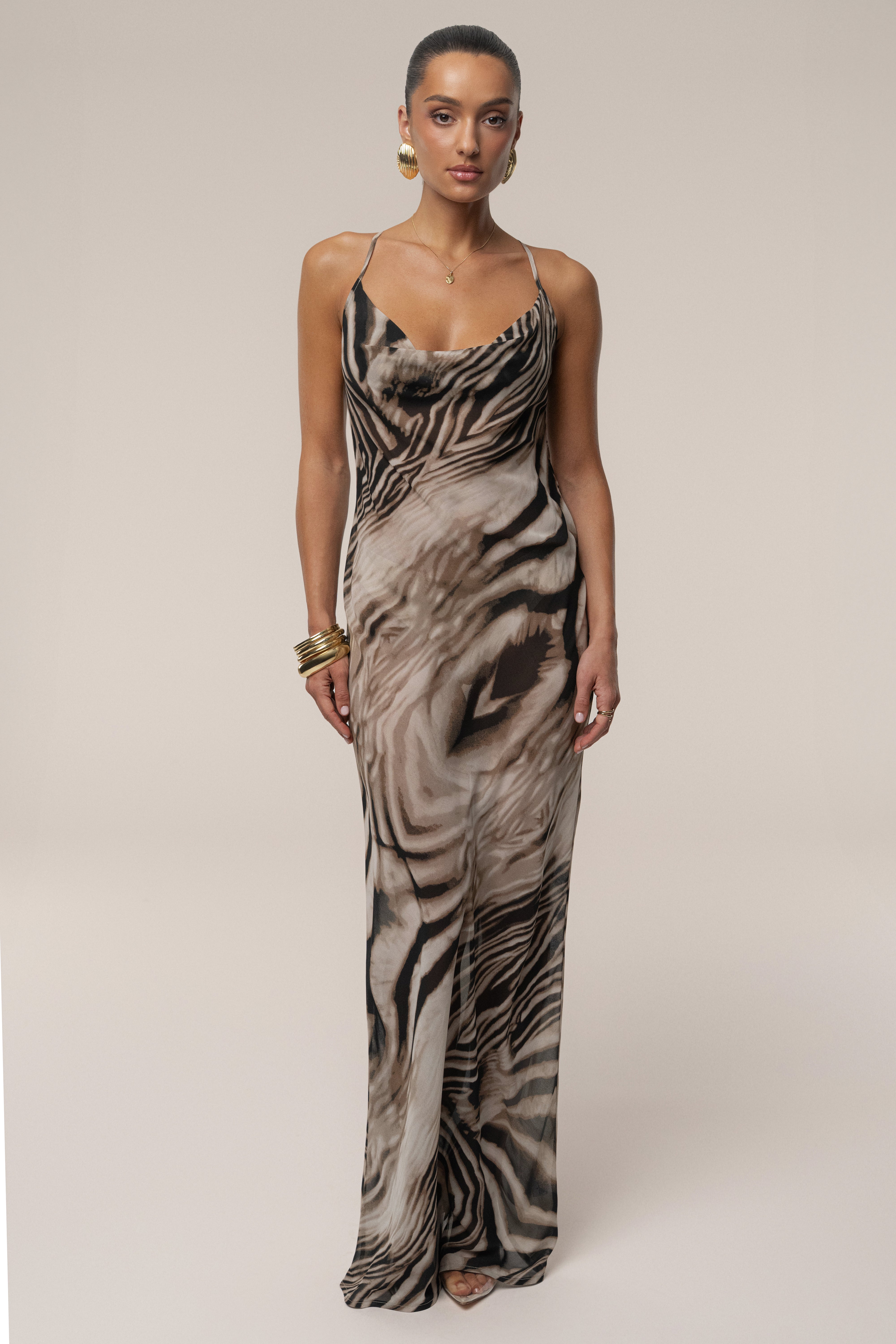 Brown Zebra Print Infinite Journey Maxi Dress - JLUXLABEL