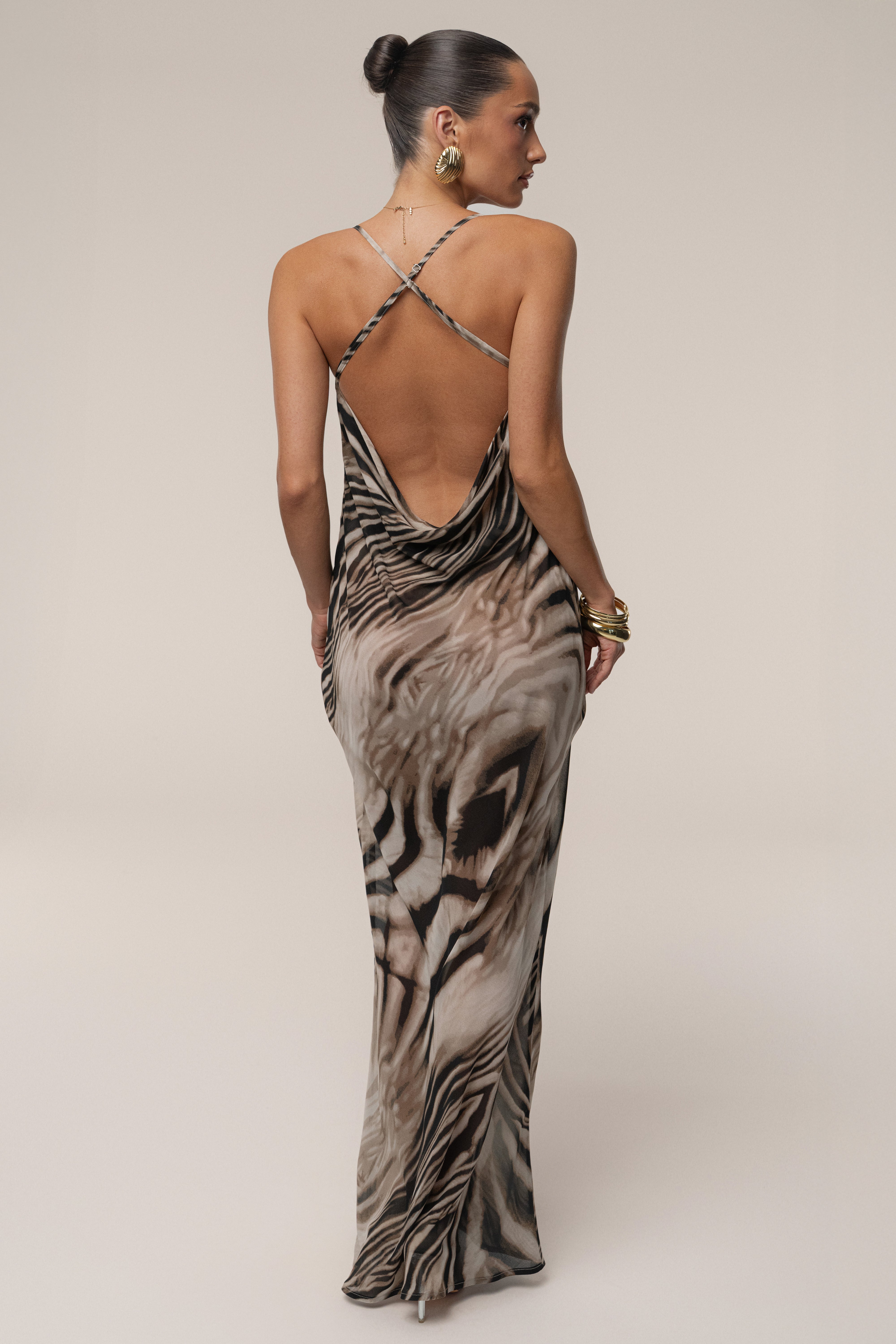 Brown Zebra Print Infinite Journey Maxi Dress - JLUXLABEL