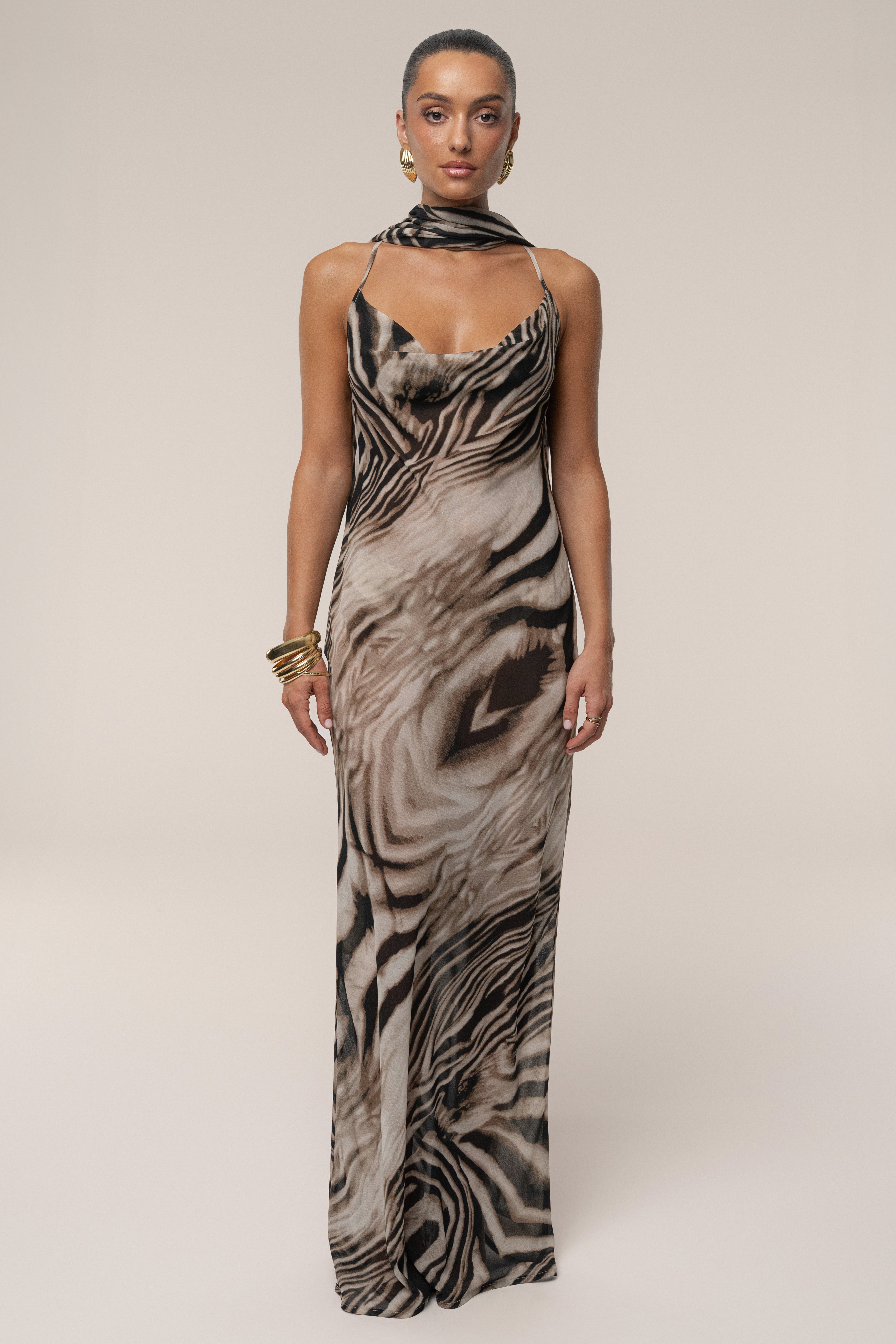 Brown Zebra Print Infinite Journey Maxi Dress - JLUXLABEL