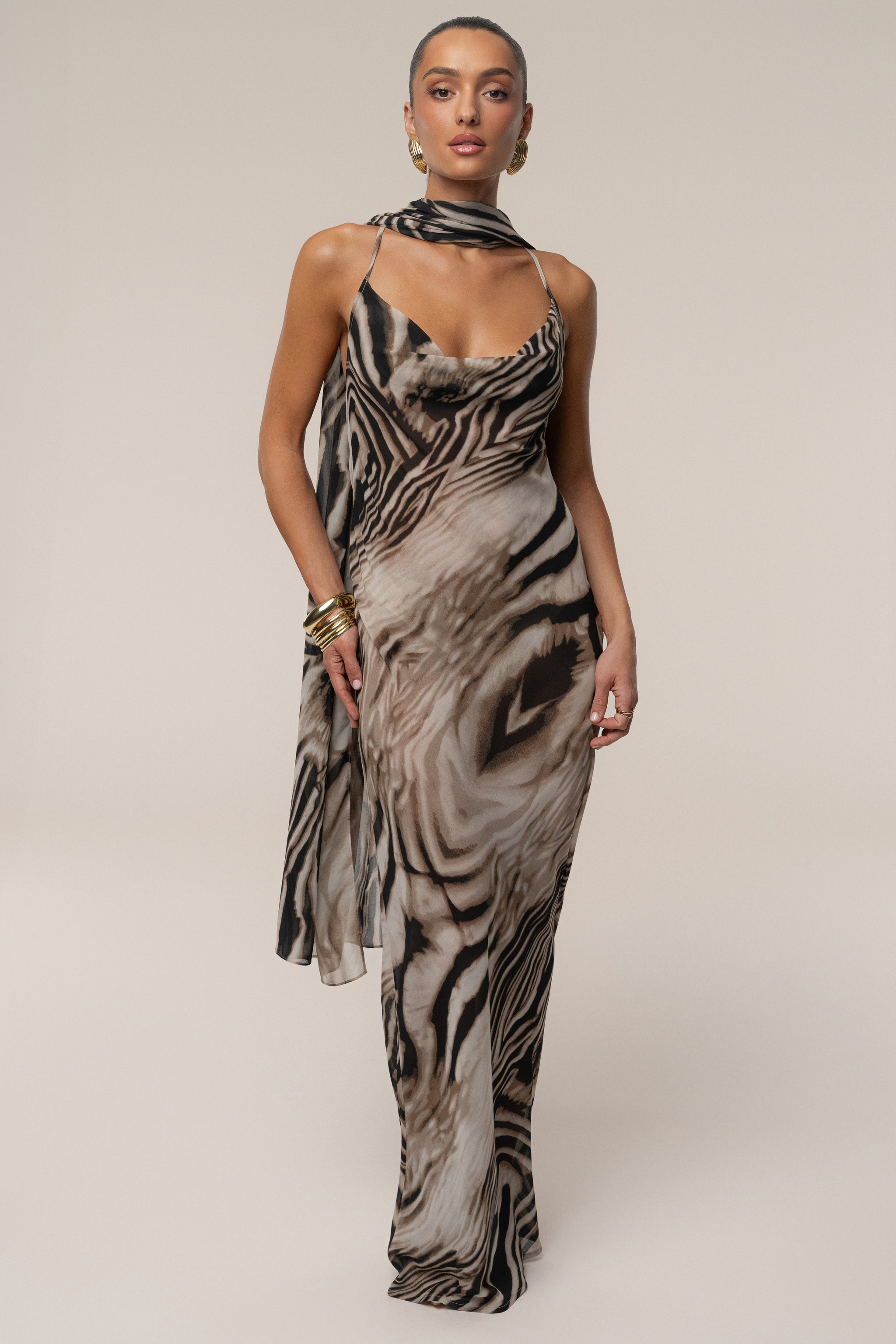Jluxlabel Zebra Print Infinite Journey Maxi Dress