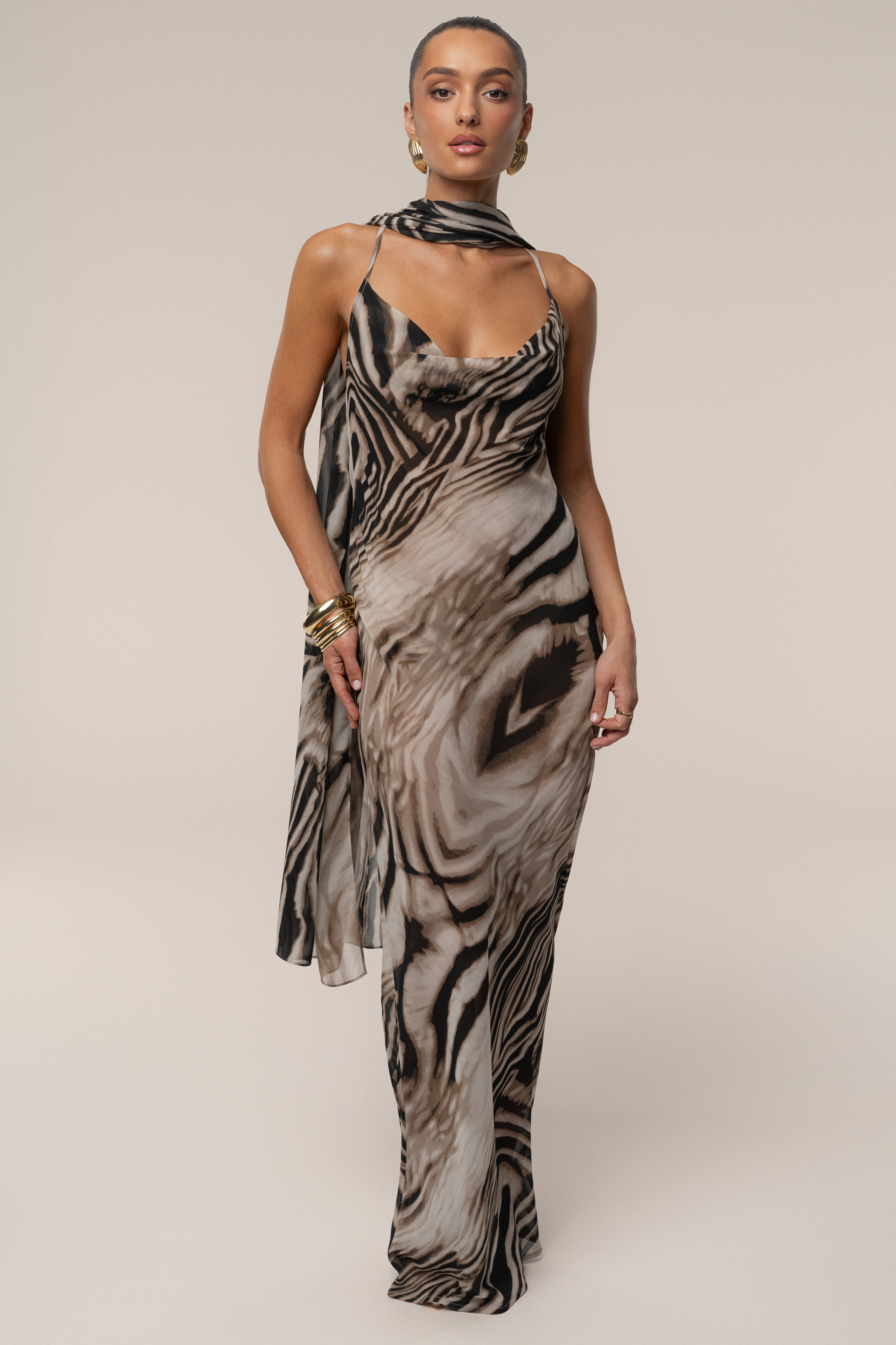 Brown Zebra Print Infinite Journey Maxi Dress - JLUXLABEL