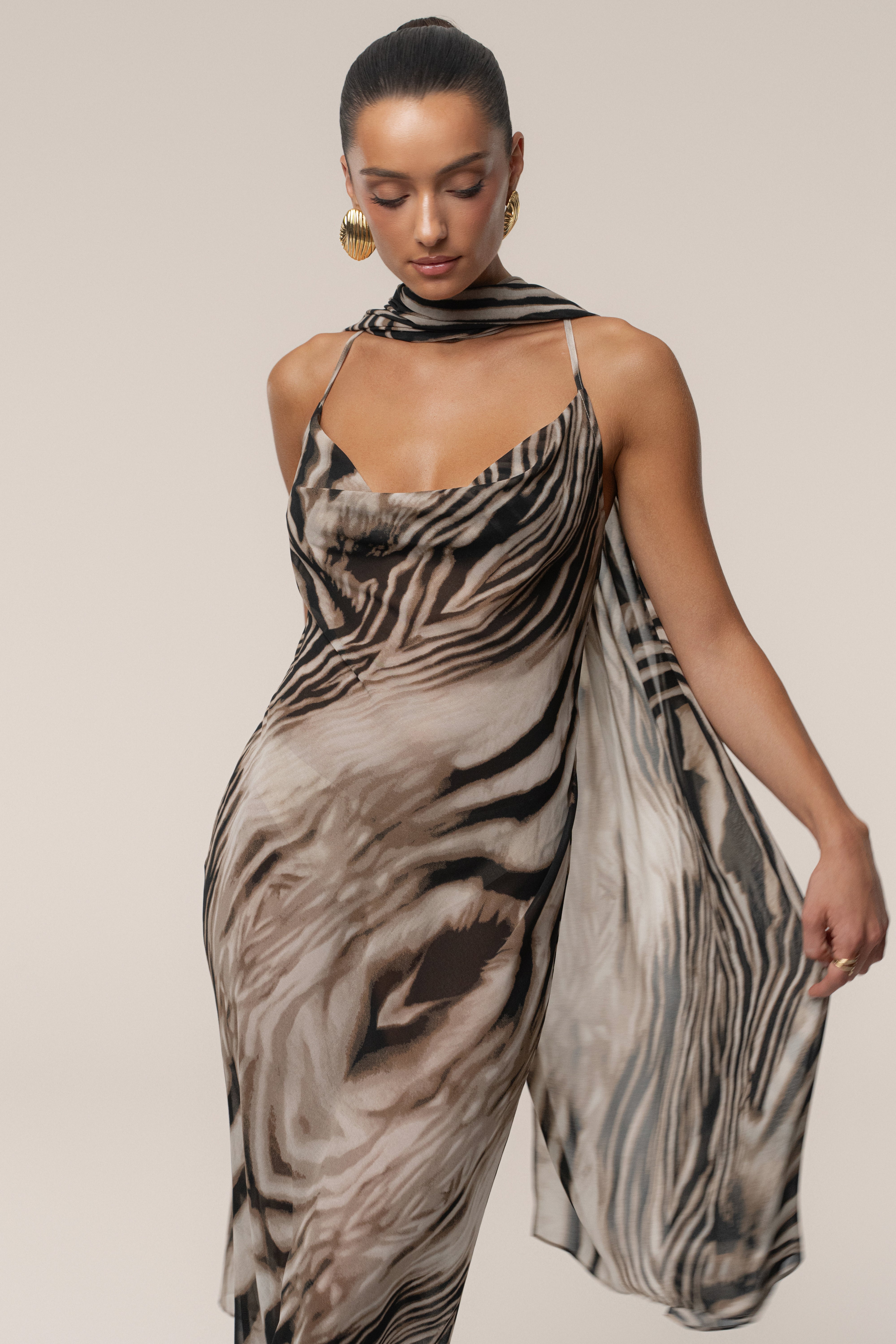 Brown Zebra Print Infinite Journey Maxi Dress - JLUXLABEL