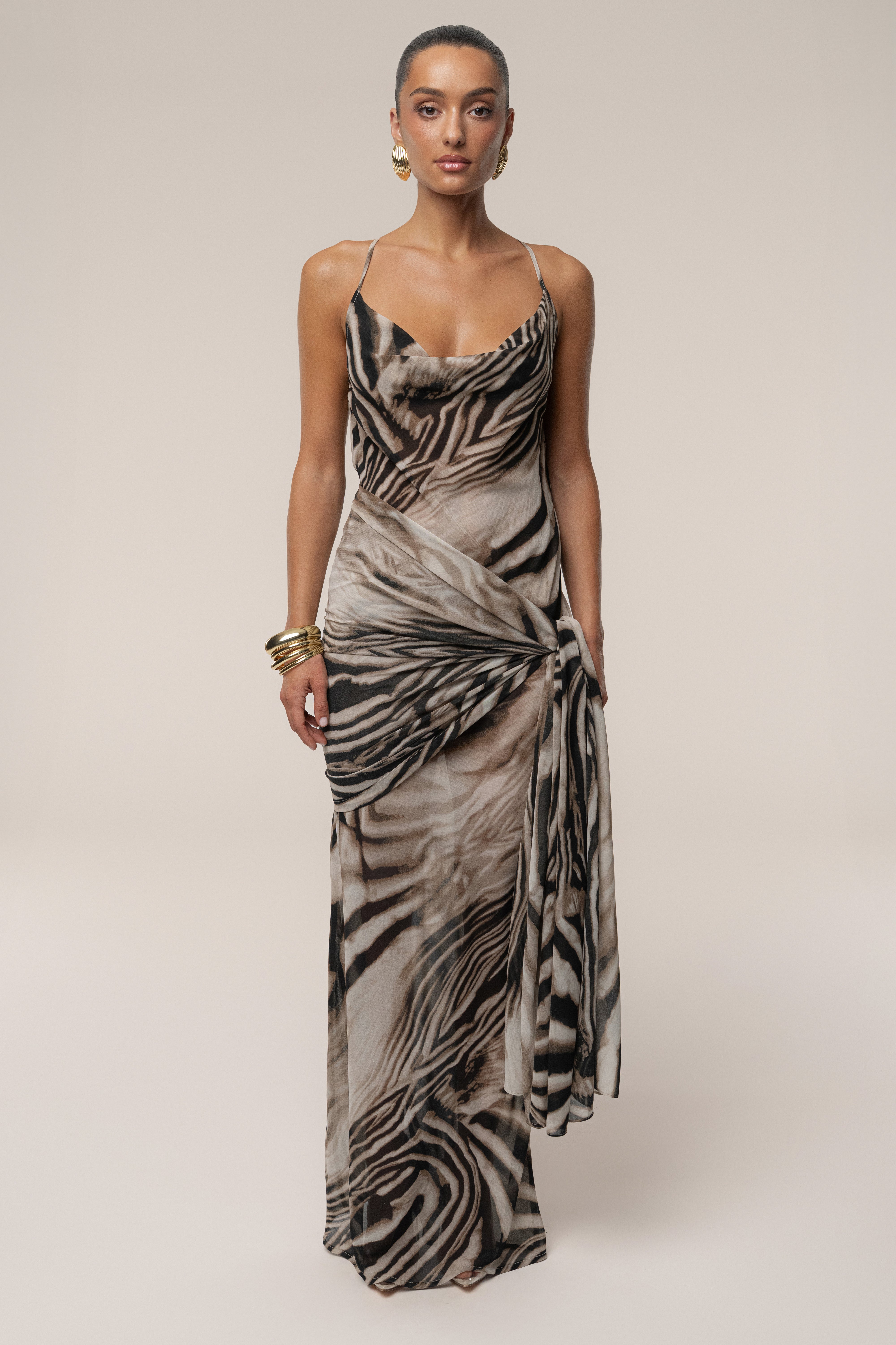 Brown Zebra Print Infinite Journey Maxi Dress - JLUXLABEL