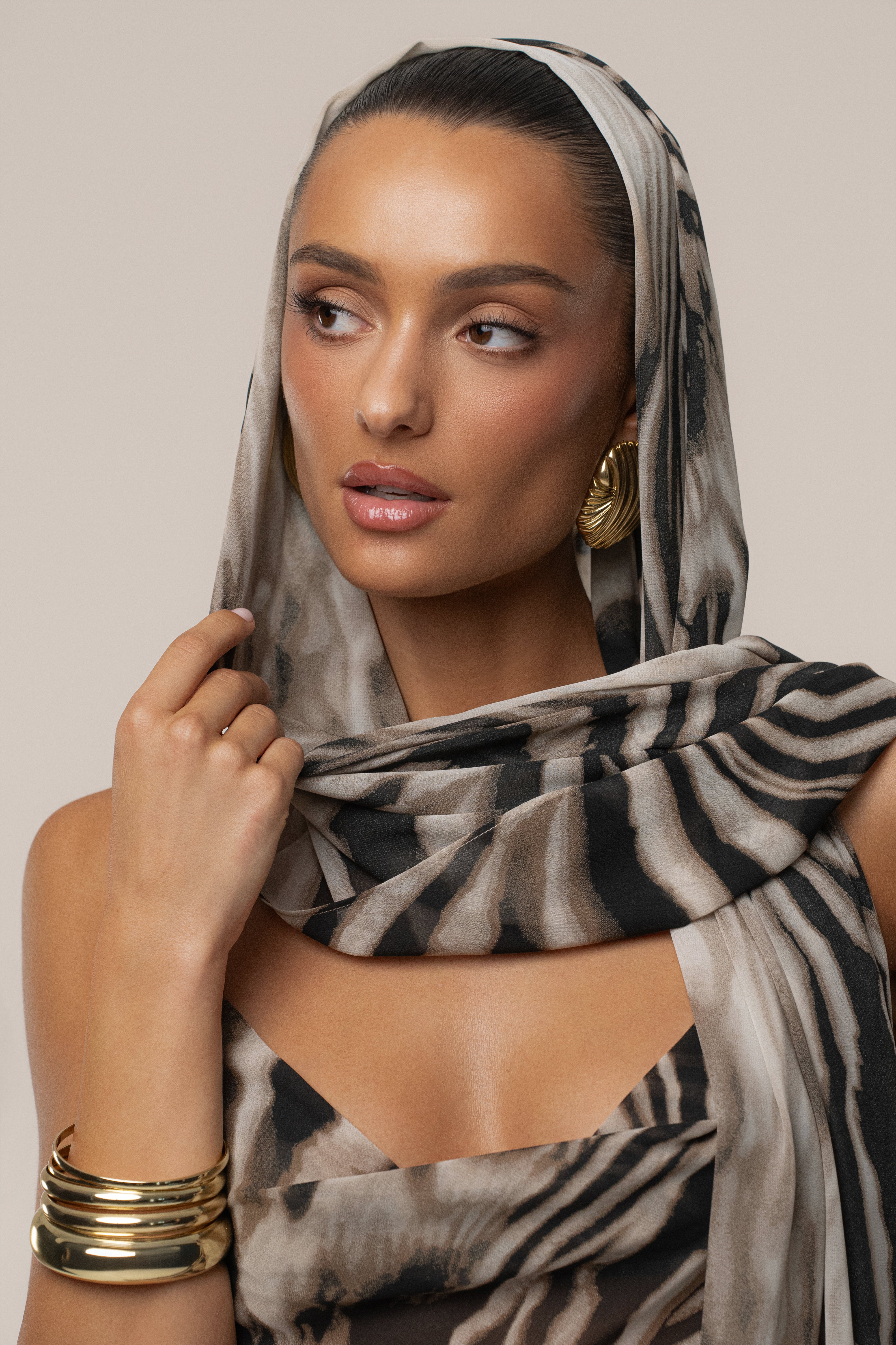 Brown Zebra Print Shadow Safari Scarf - JLUXLABEL
