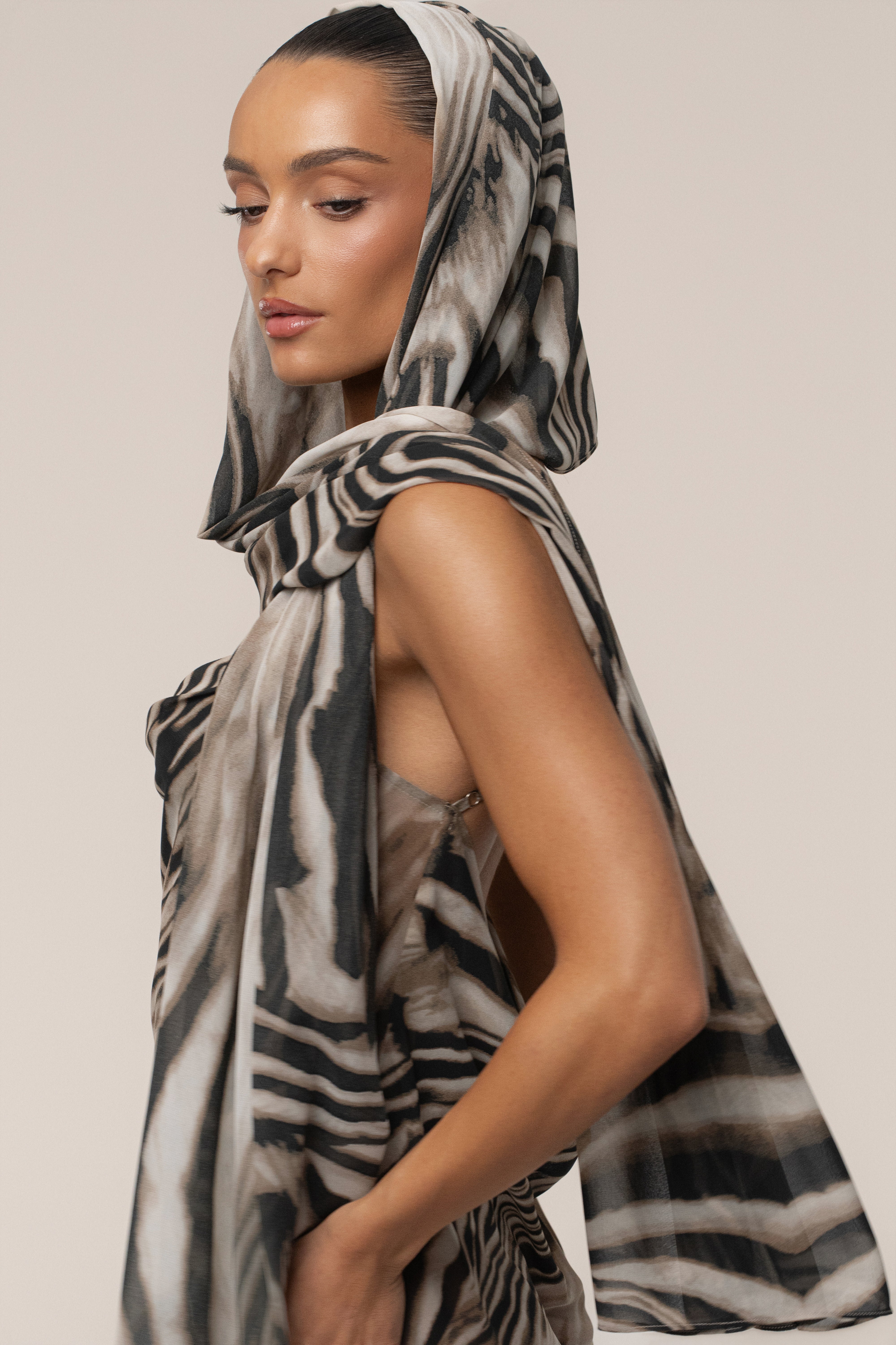 Brown Zebra Print Shadow Safari Scarf - JLUXLABEL