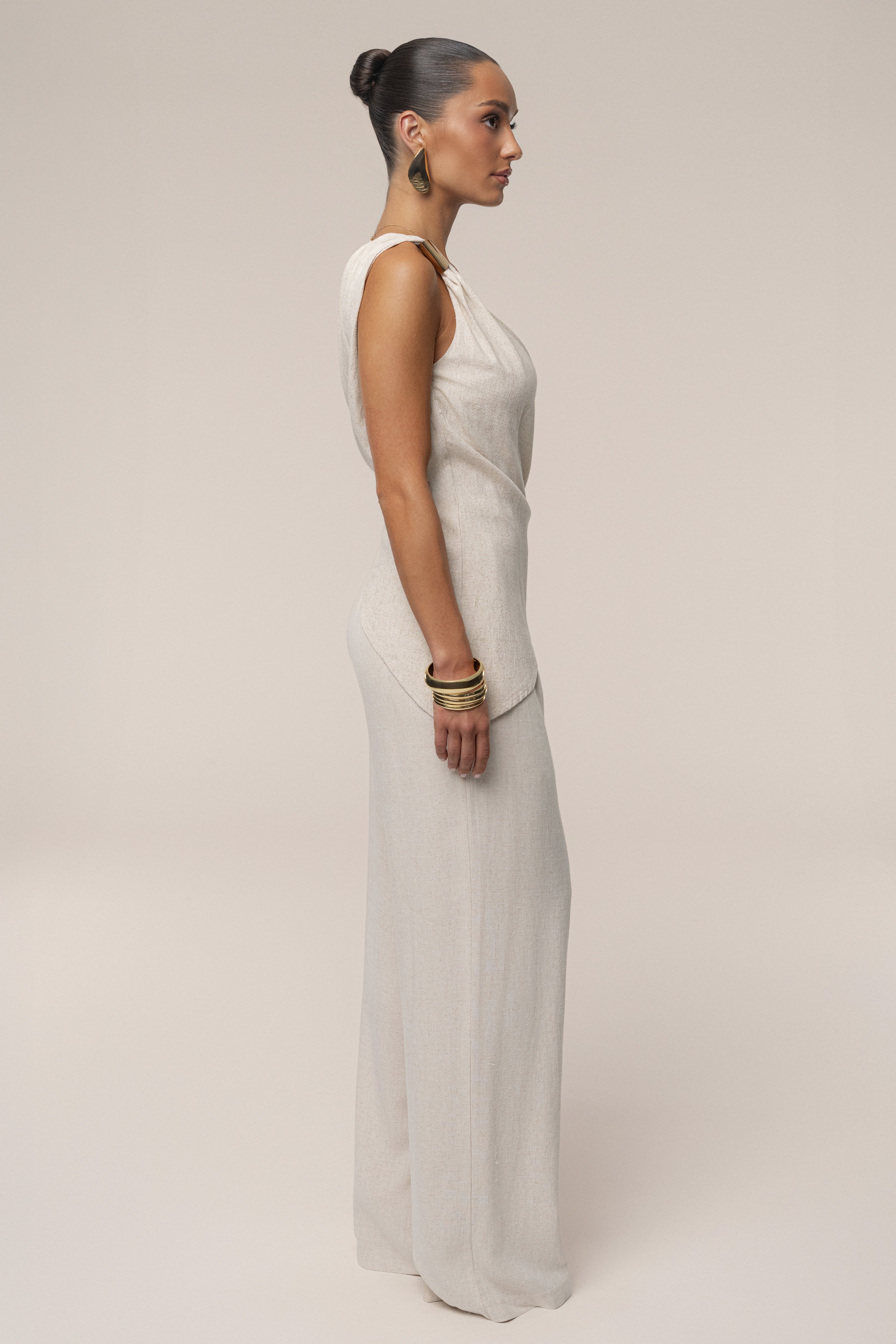 Natural Palmera One Shoulder Top - JLUXLABEL