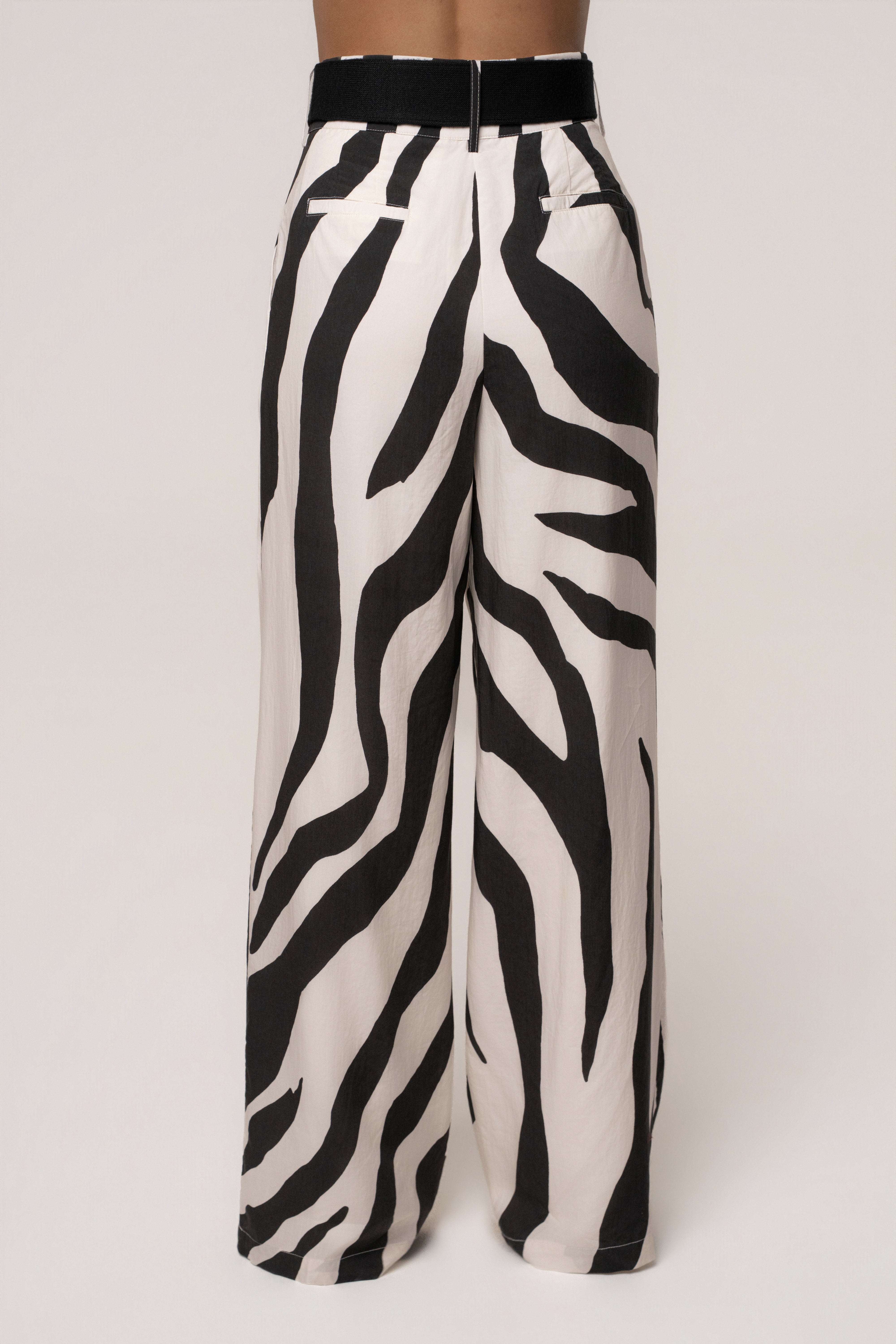 Black Zebra Prime Trouser from JLUXLABEL featuring a stylish, tailored bottom with zebra print design.